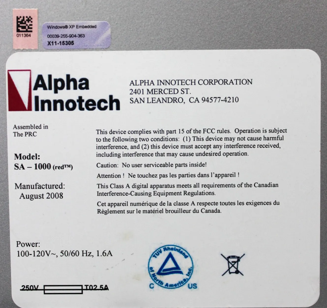 Alpha Innotech Corporation SA-1000(red) Imager Unit - Used Lab Equipment