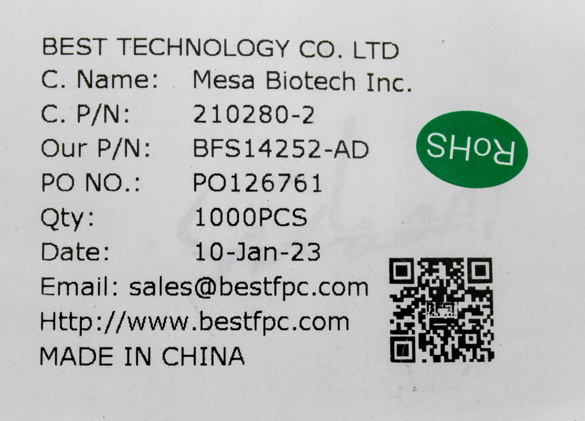 MesaBiotech Flex Circuit Board 210280-2/ -3 Orion Flex Heater