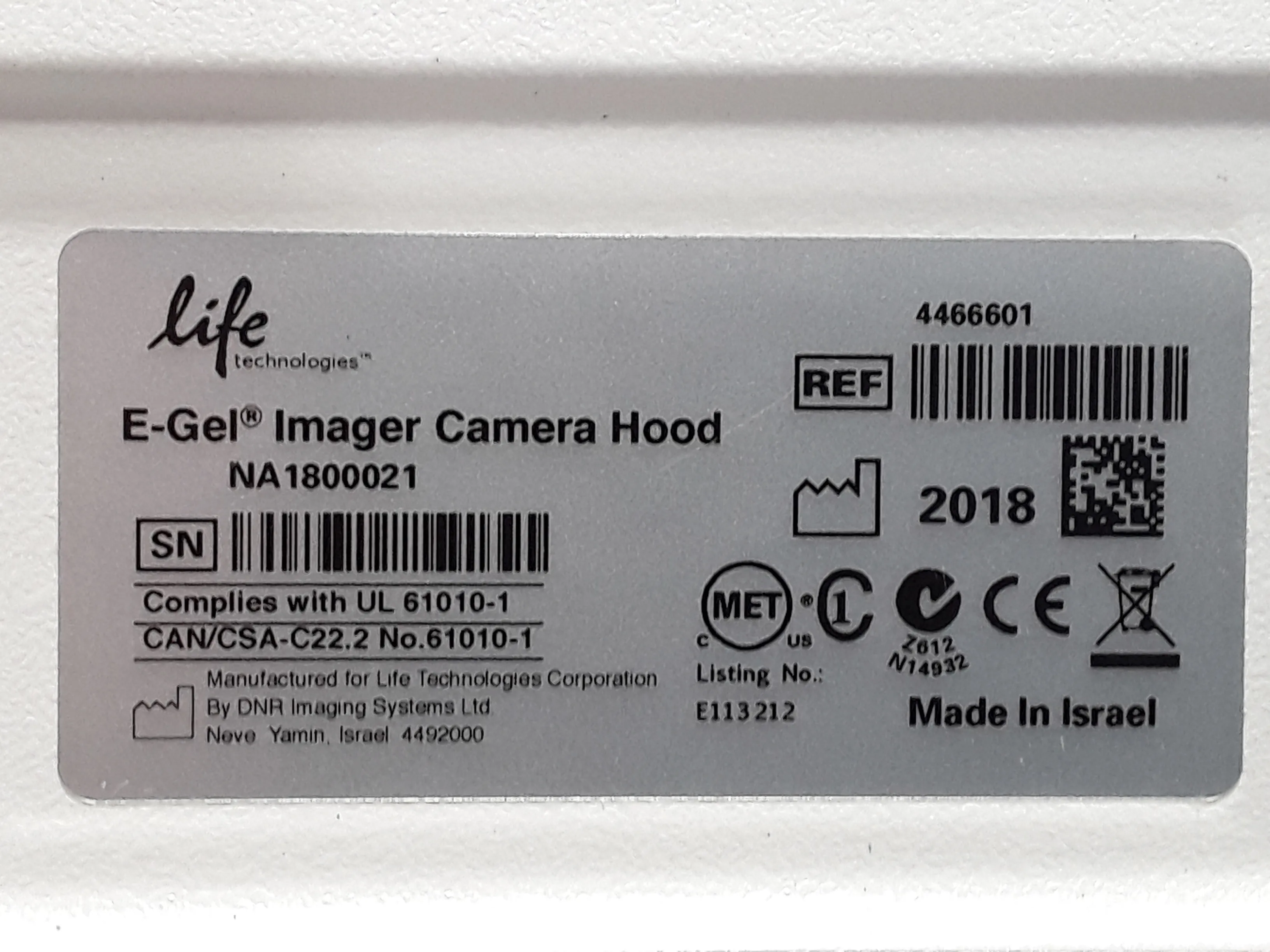 Life Technologies E-Gel Imager Hood E-Gel Camera Hood for Personal Imaging System