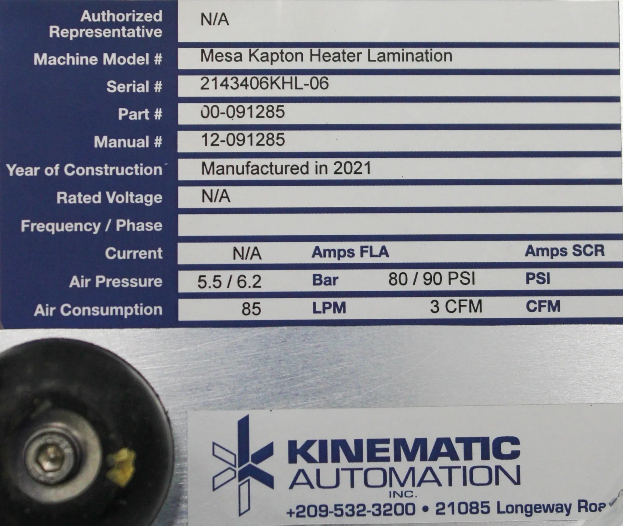 Kinematic Automation Mesa Kapton Heater Lamination