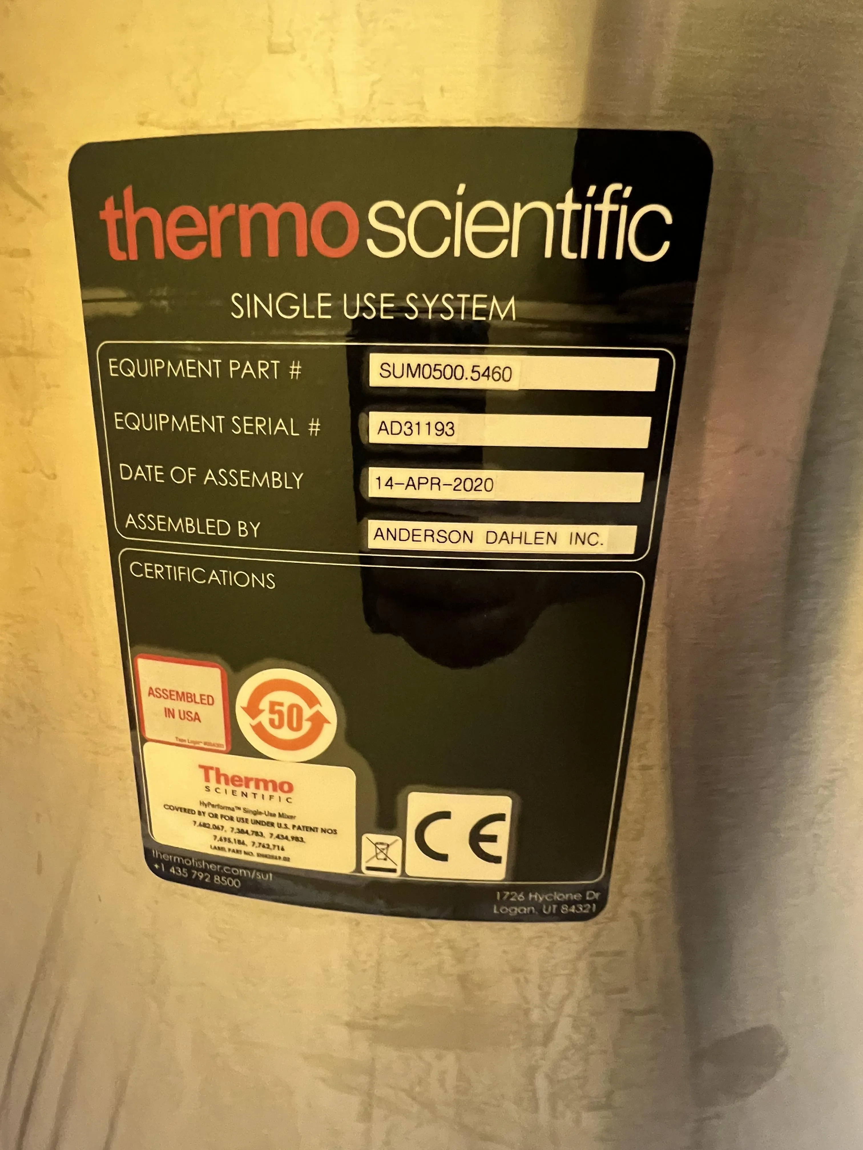 Thermo Fisher HyPerforma Single Use Mixer