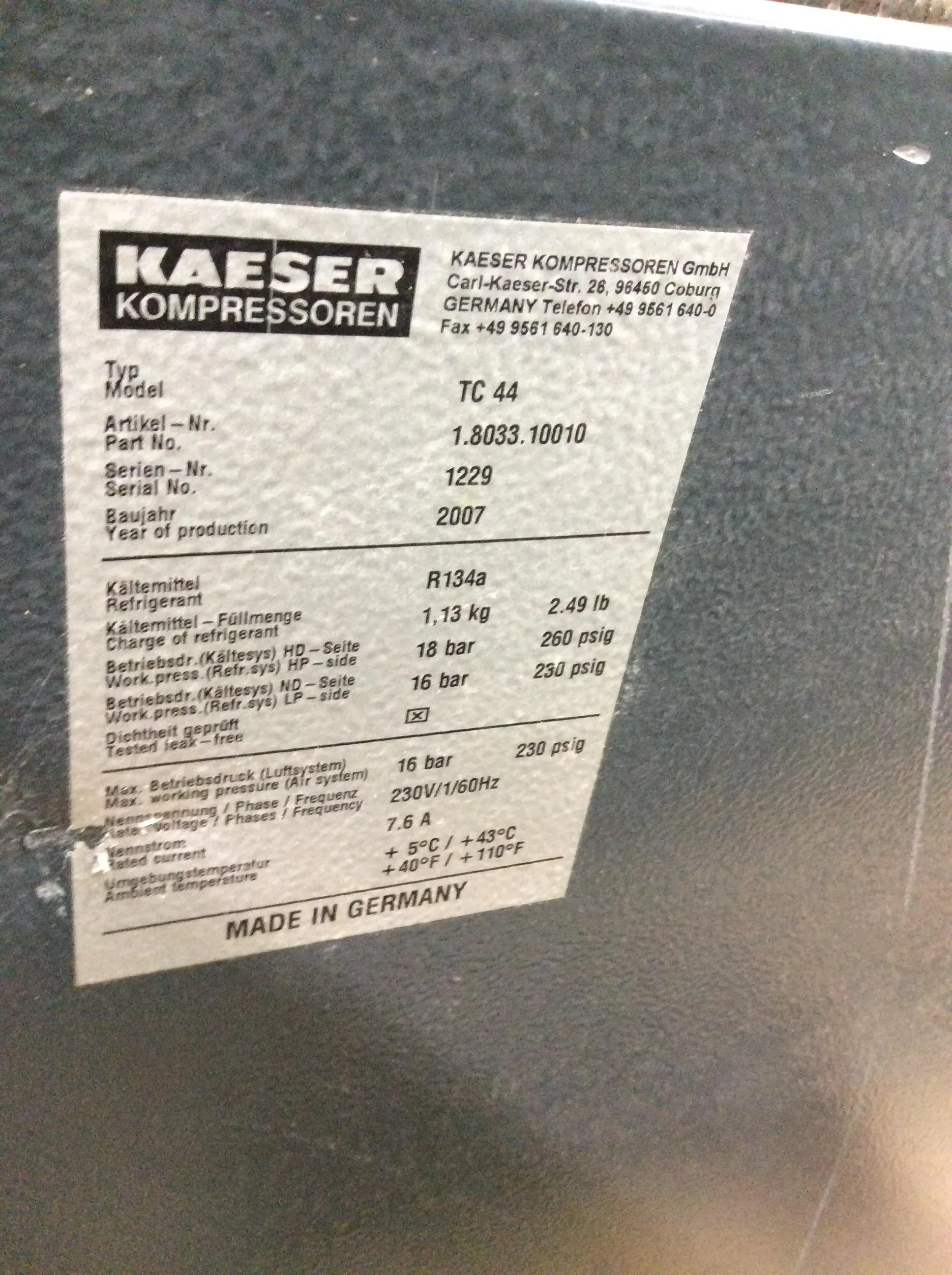 Kaeser Compressors ASD 30 Rotary Screw Air Compressor