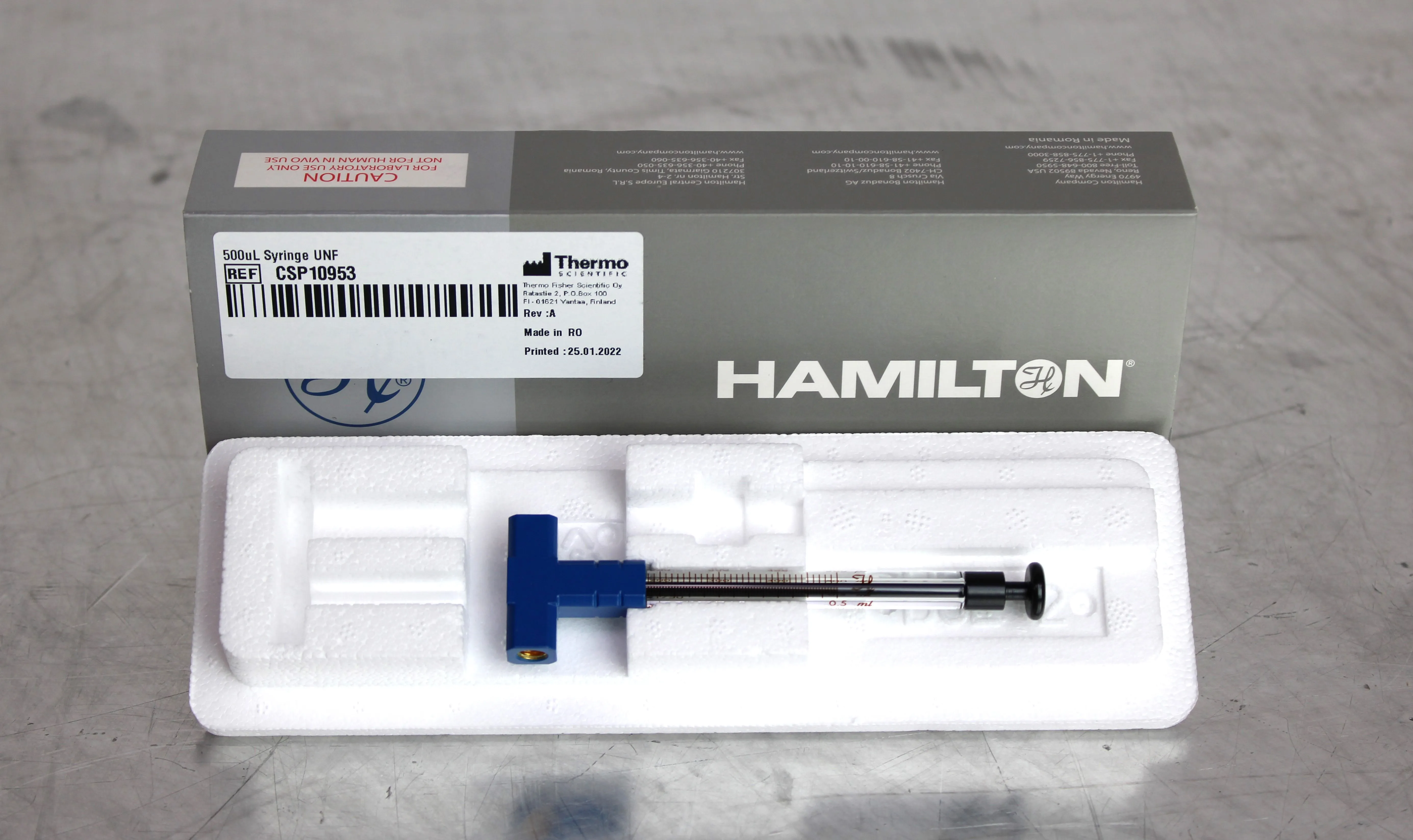 Hamilton P/N: 208828 Syringe 500 uL, 1750 Blue Kone - New