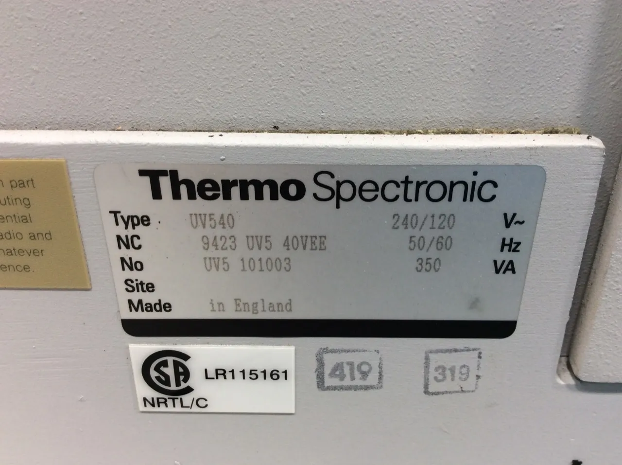 Thermo Spectronic Unicam UV 540 Spectrophotometer