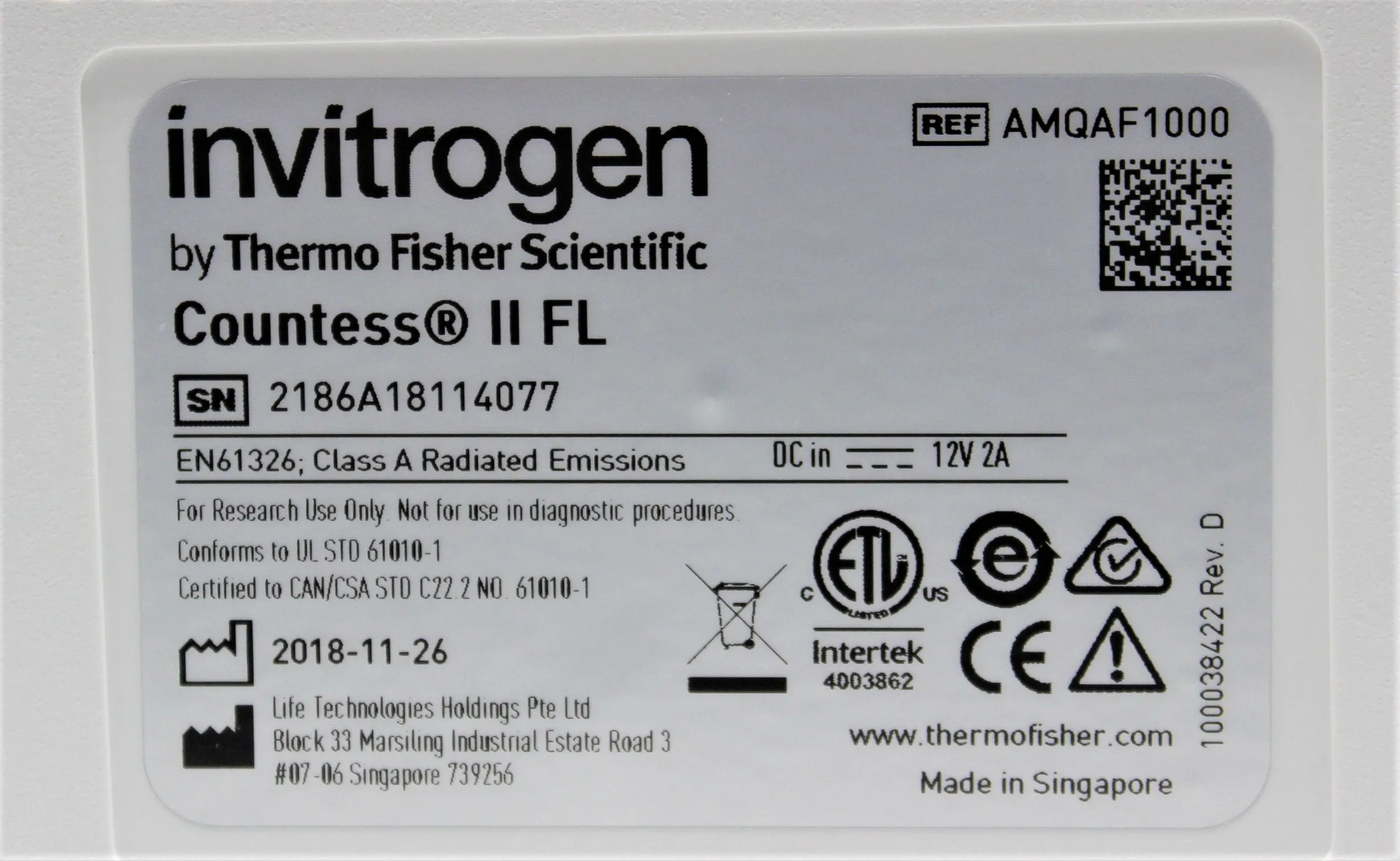 Invitrogen Countess II FL Used Automated Cell Counter