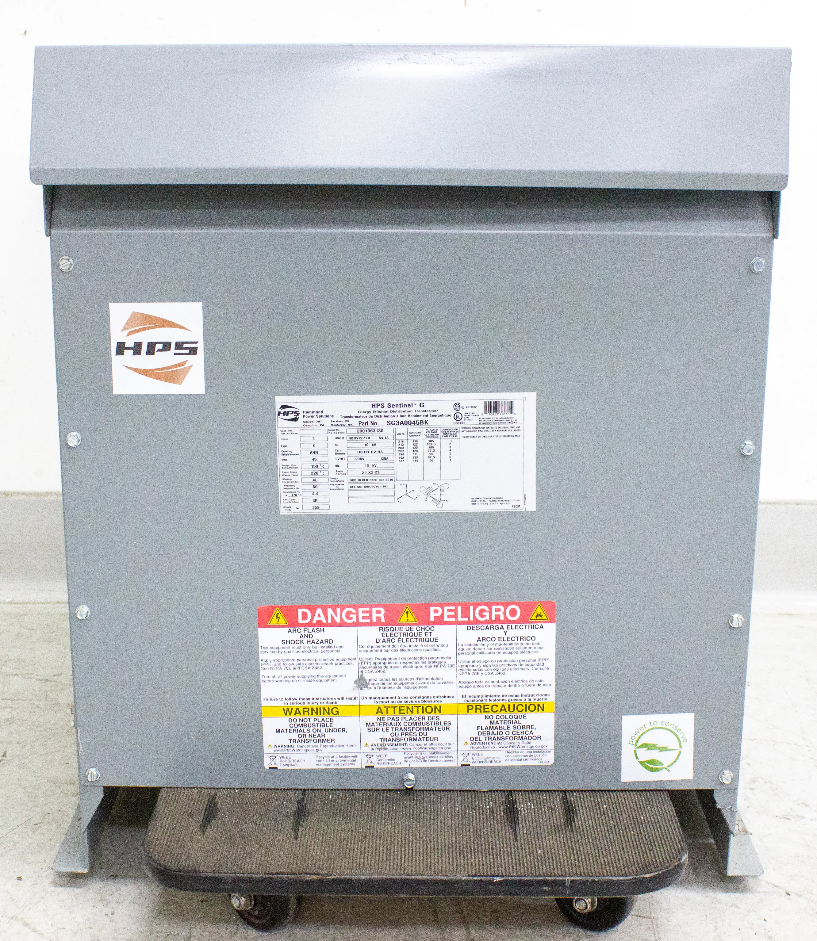 HPS Sentinel G General Purpose Distribution Transformer P/N SG3A0045BK