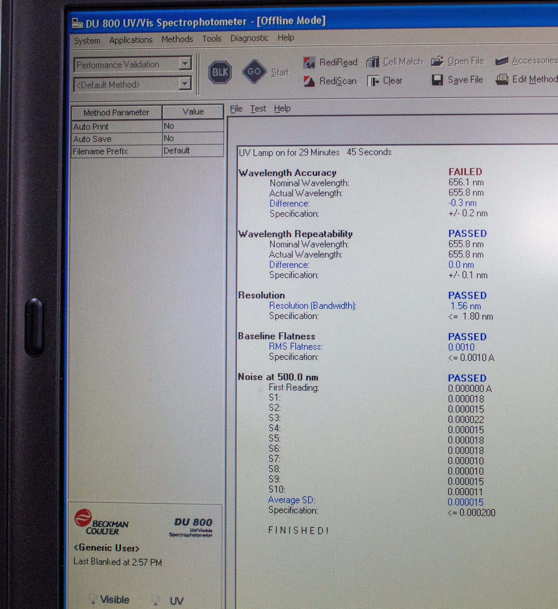 Beckman Coulter DU 800 UV-Vis Spectrometer