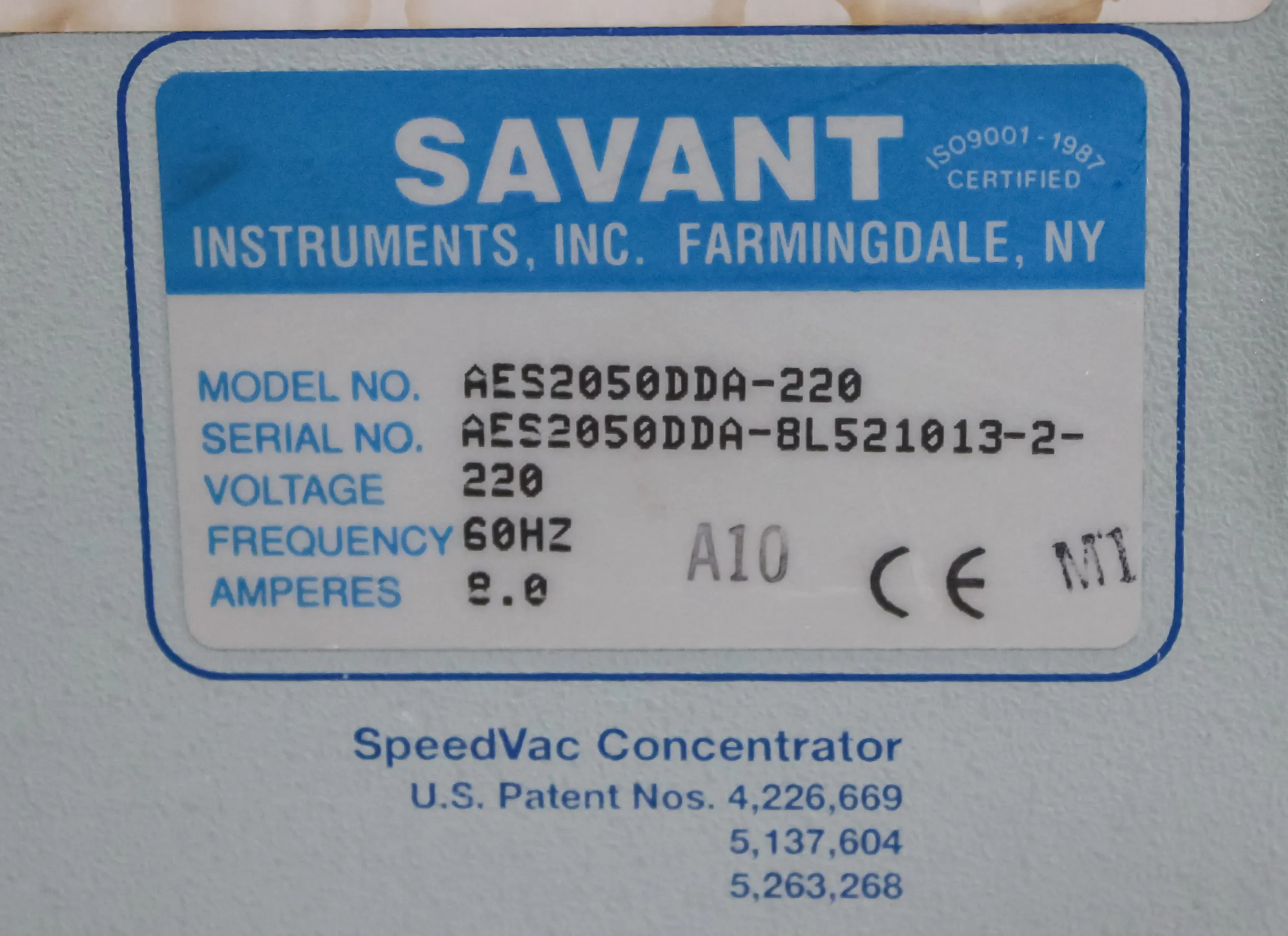 Savant AES2050DDA-220 Environmental SpeedVac with Vapornet - Used Lab Equipment