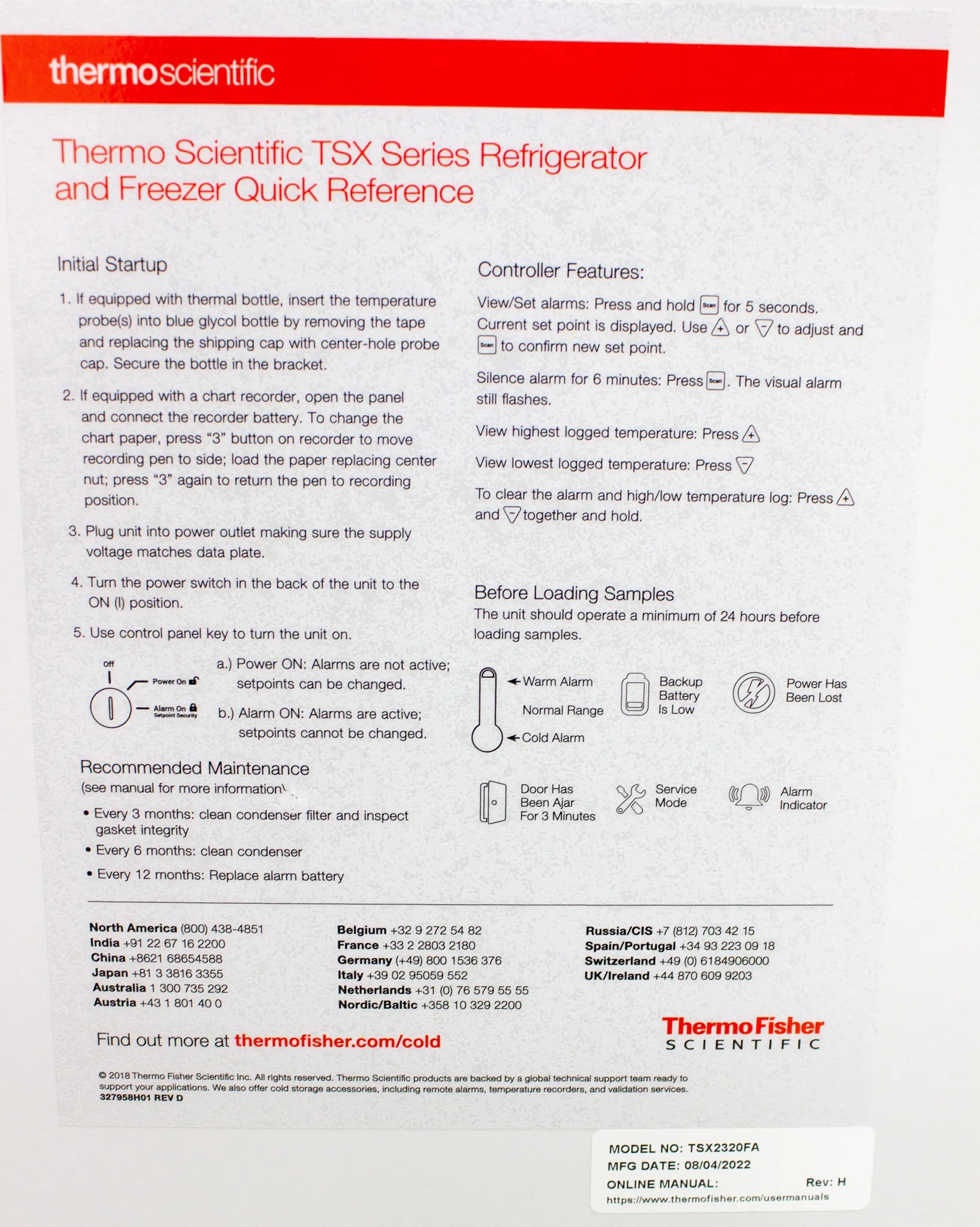 Thermo Scientific TSX2320FA High Performance -20C Manual Defrost Lab Freezer