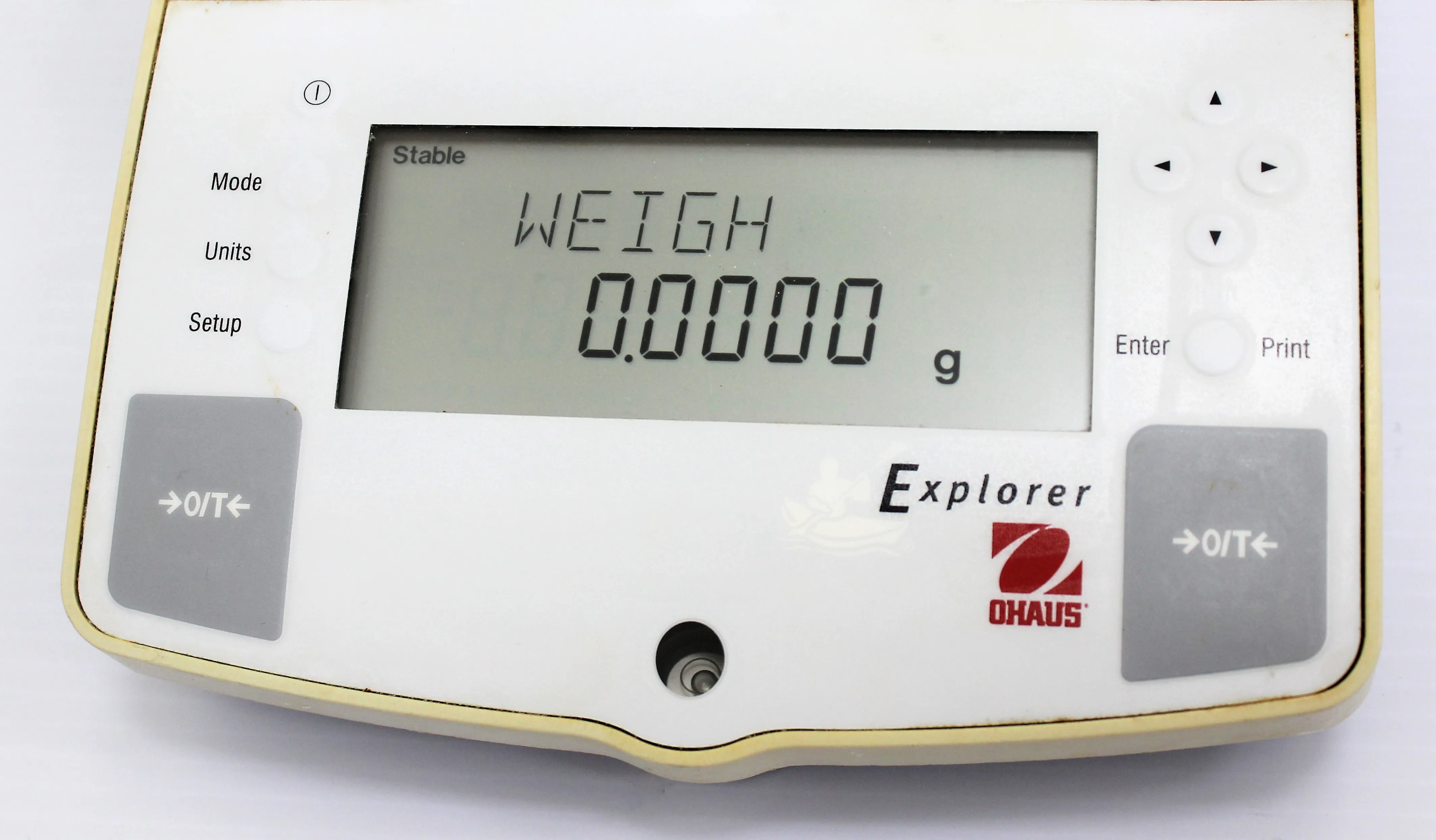 OHAUS E11140 Explorer Analytical Series Digital Balance Scale 110g Capacity 0.01 mg Readability 3.5/ 9 Pan Size 120V, 12 V-1A Power