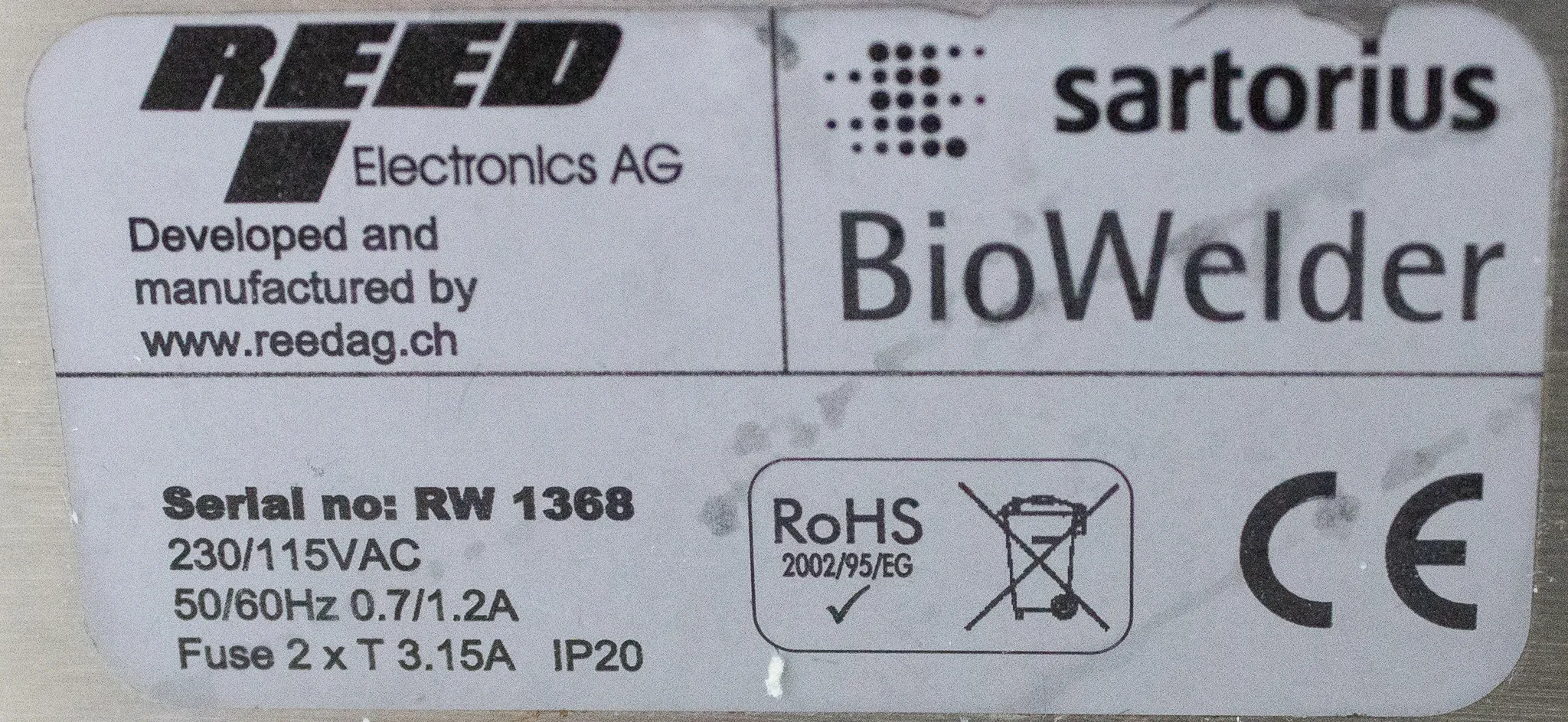 Sartorius BioWelder Tube Welder w/ Tube Holder Inserts