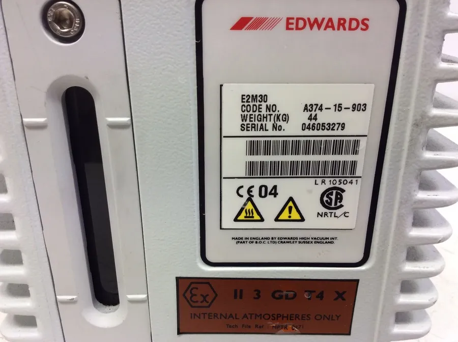 Edwards E2M30 Dual Stage Rotary Vane Vacuum Pump with EMF20 Mist Filter