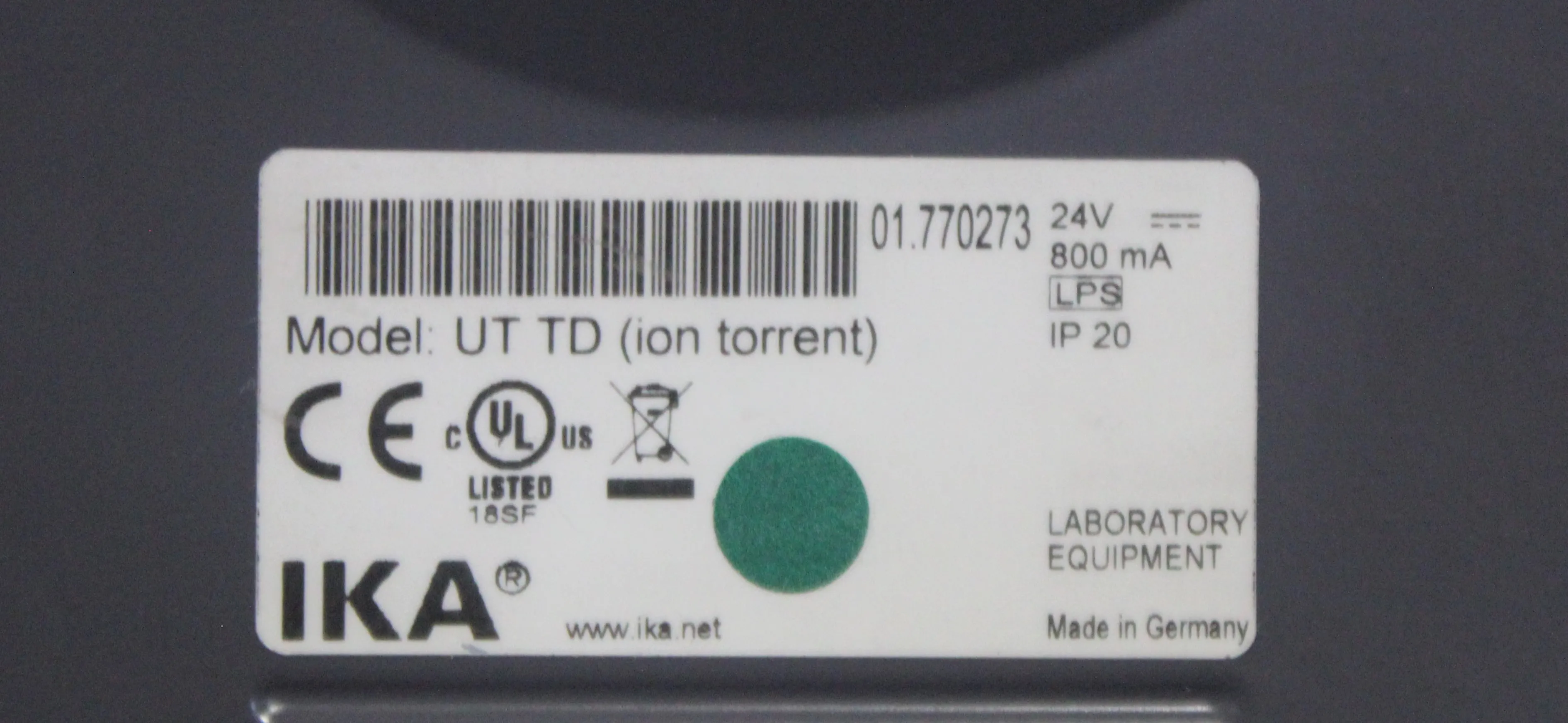 IKA ULTRA-TURRAX Tube Drive for Personal Genome Machine System DNA Sequencing Workflow