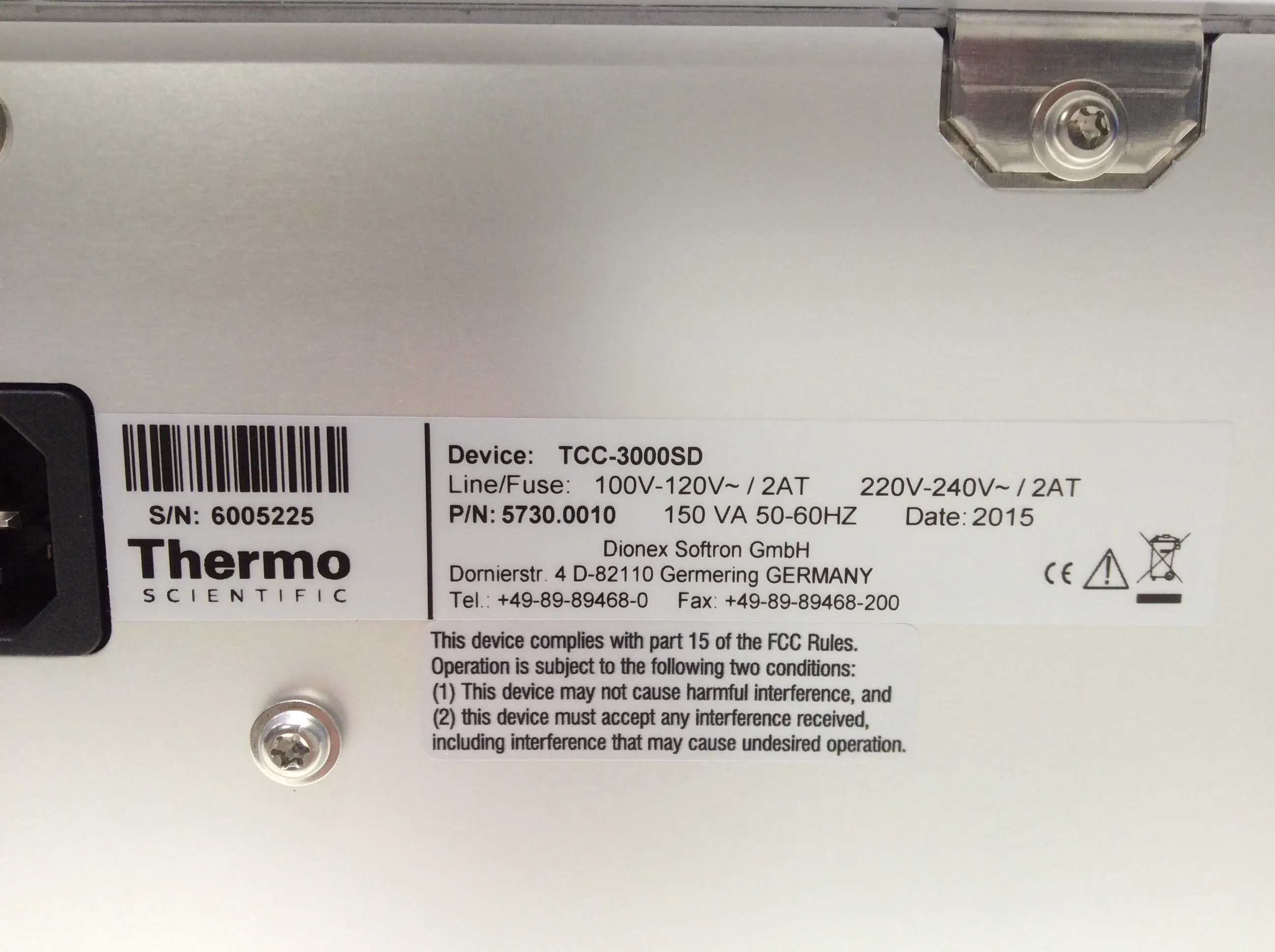 Thermo Scientific Dionex UltiMate 3000 Column Compartment TCC-3000SD HPLC System