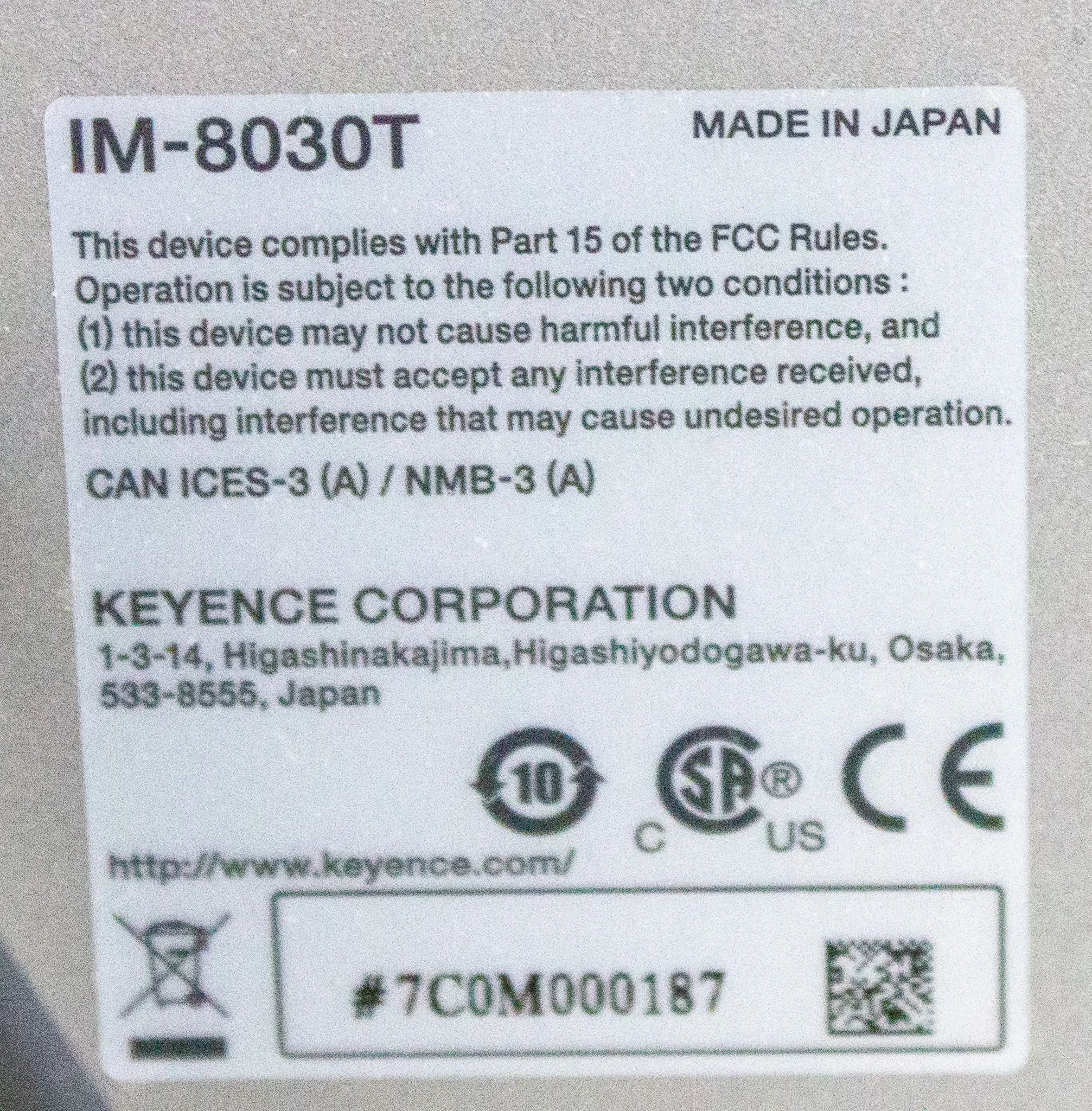 Keyence IM-8000 Series Image Dimension Measurement System IM-8030T