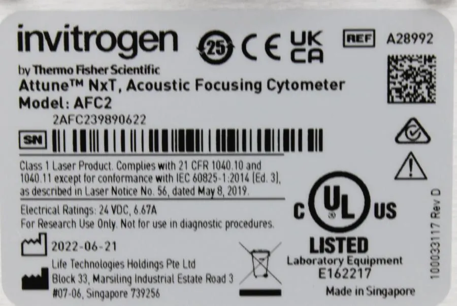 Invitrogen AFC2 Autosampler Attune NXT, Acoustic Focusing Cytometer System