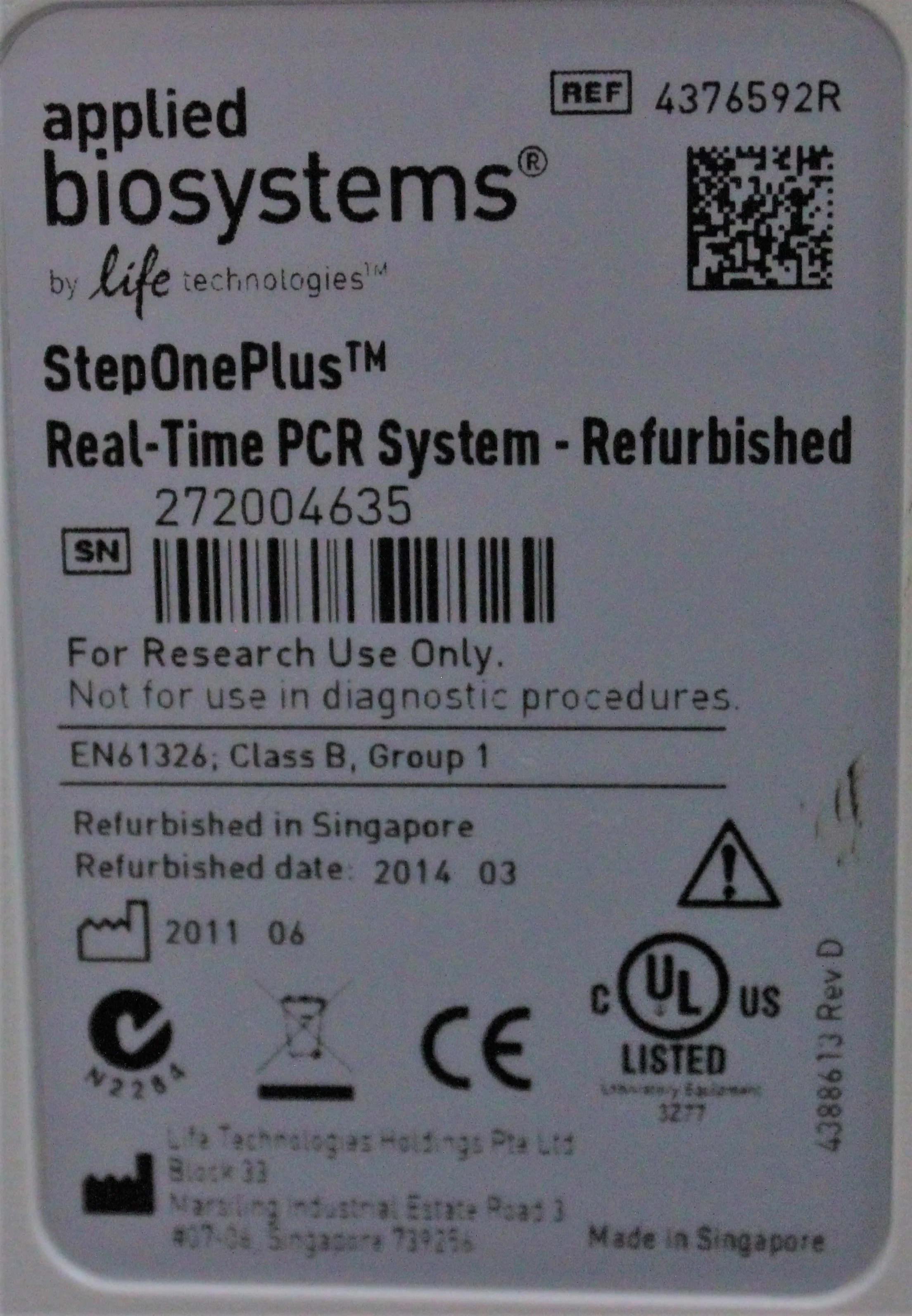 Applied Biosystems 4376592R Real-Time PCR System 96-well