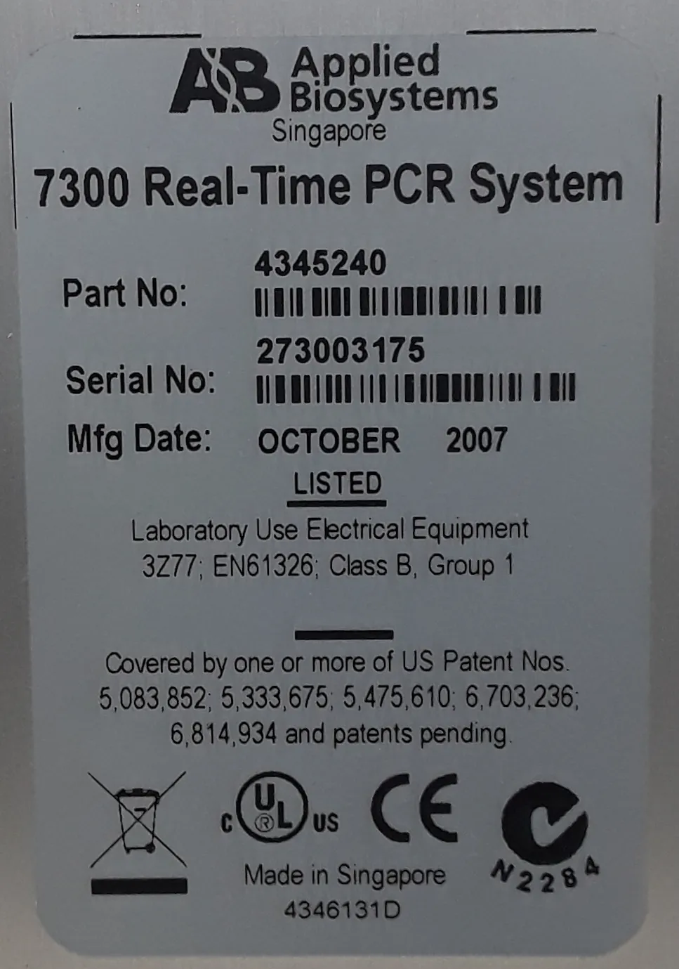 Applied Biosystems 7300 Real Time PCR System