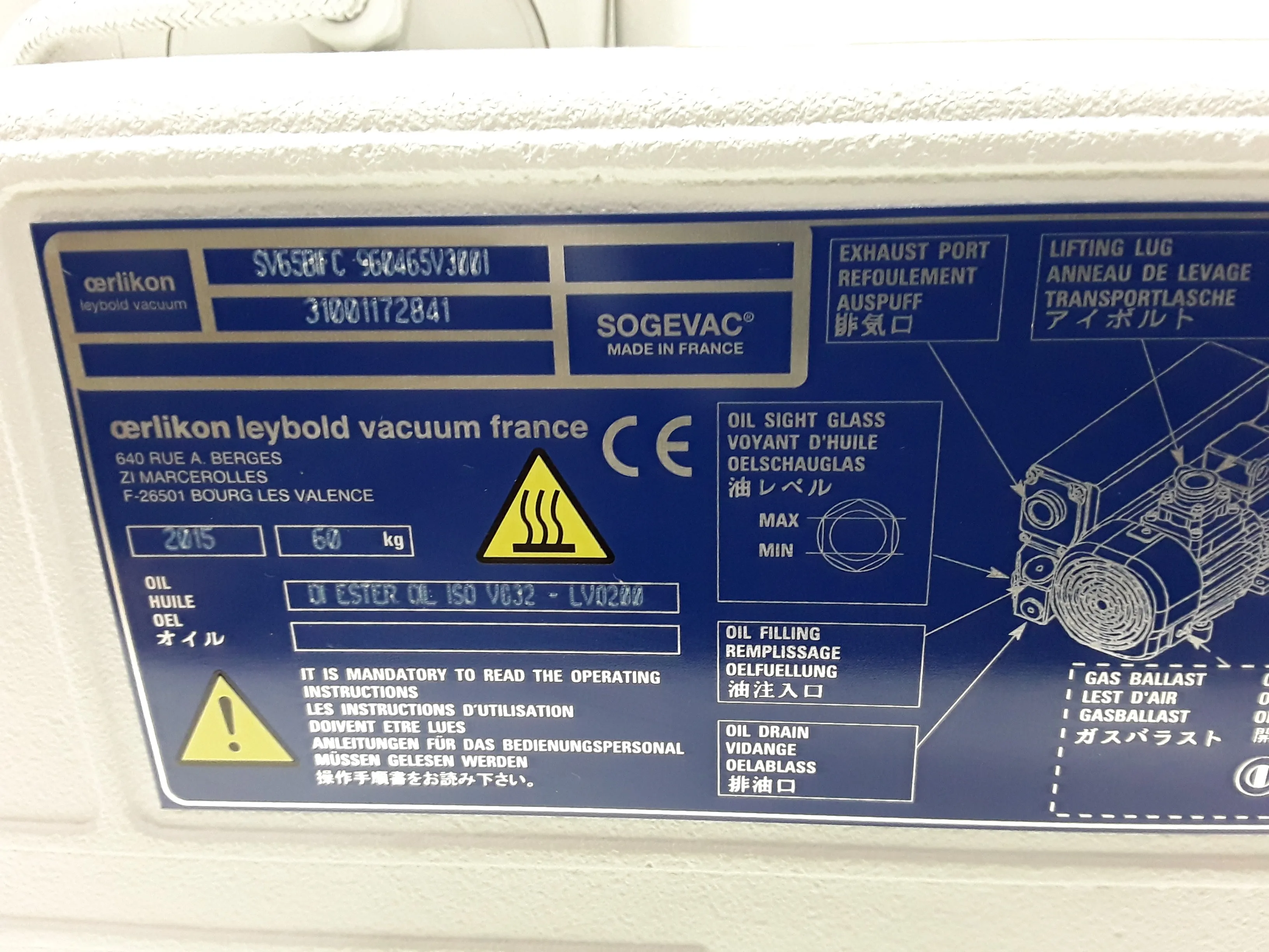 Sogevac SV65 BI FC Used Vacuum Pump