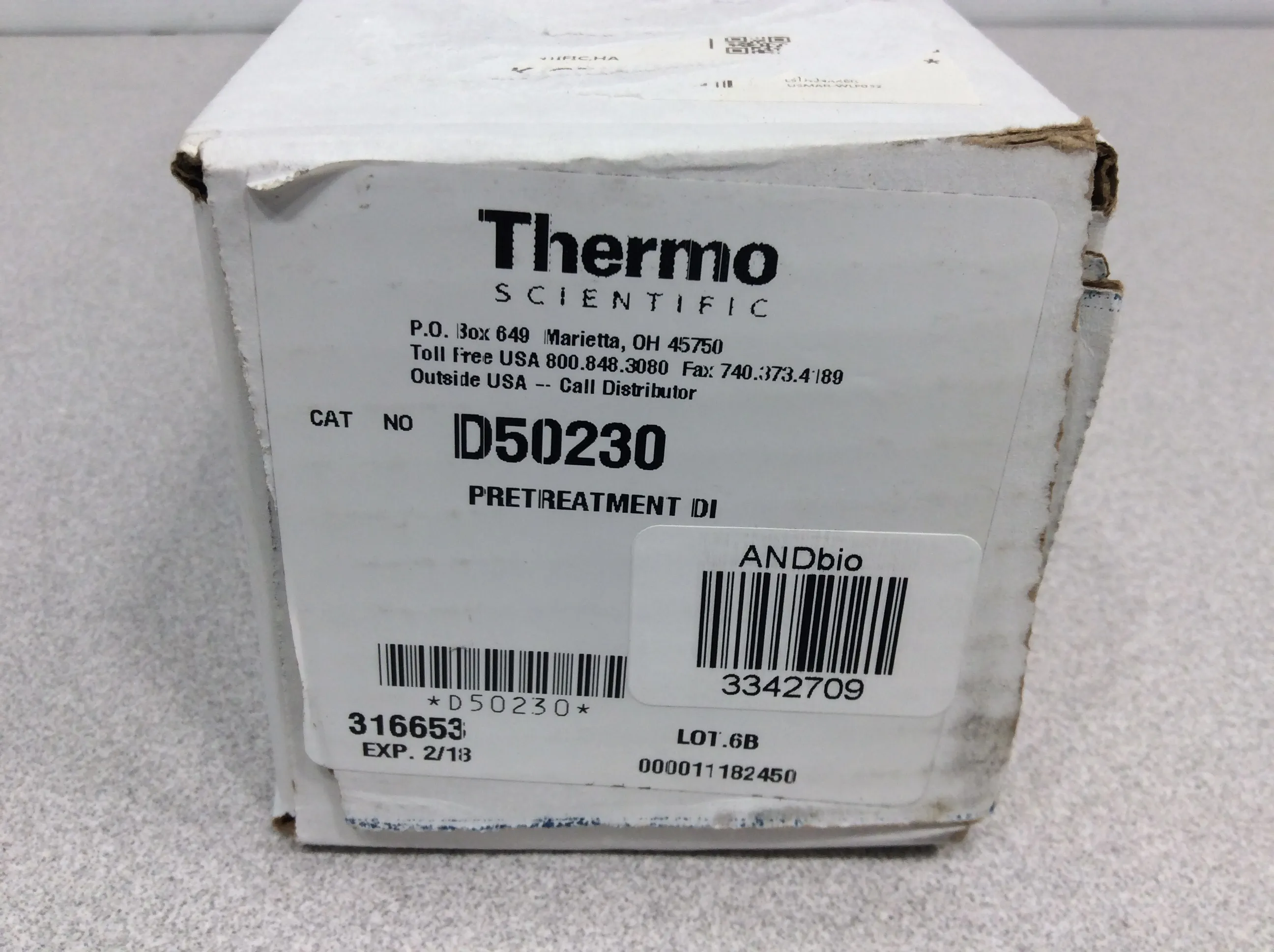 Thermo Fisher Pretreatment DI Water Purification System D50230 Barnstead Cartridge EZ Feed New 2/18