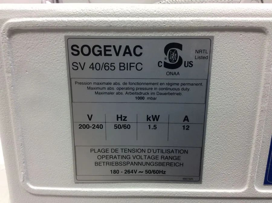 Sogevac SV 40/65 BIFC Vacuum Pump