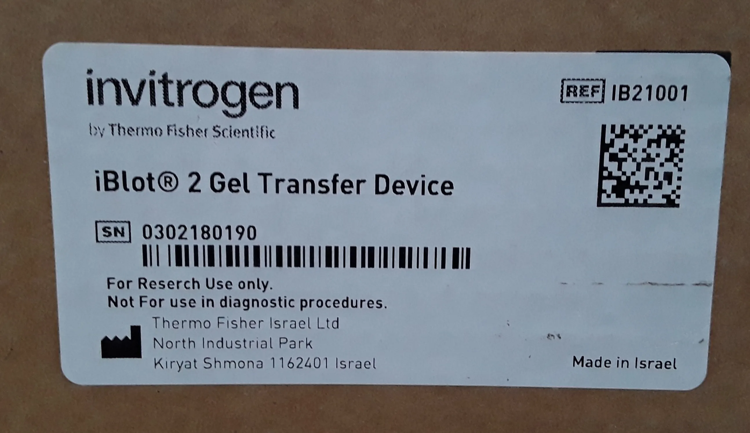 Invitrogen iBlot 2 Gel Transfer Device IB21001 Electrophoresis Vacuum Manifold