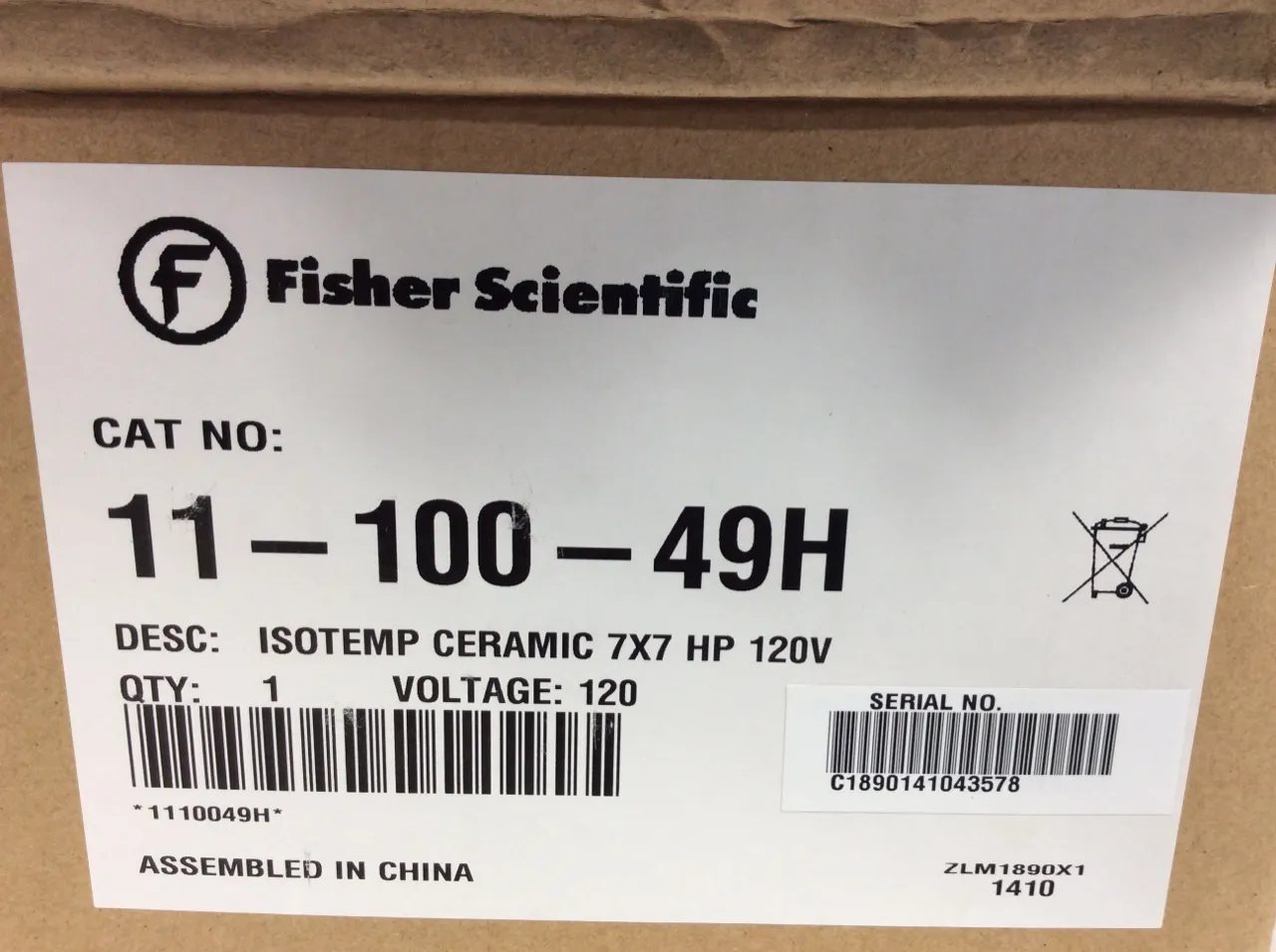 Fisher Scientific Isotemp Hotplate Cat. 11-100-49H