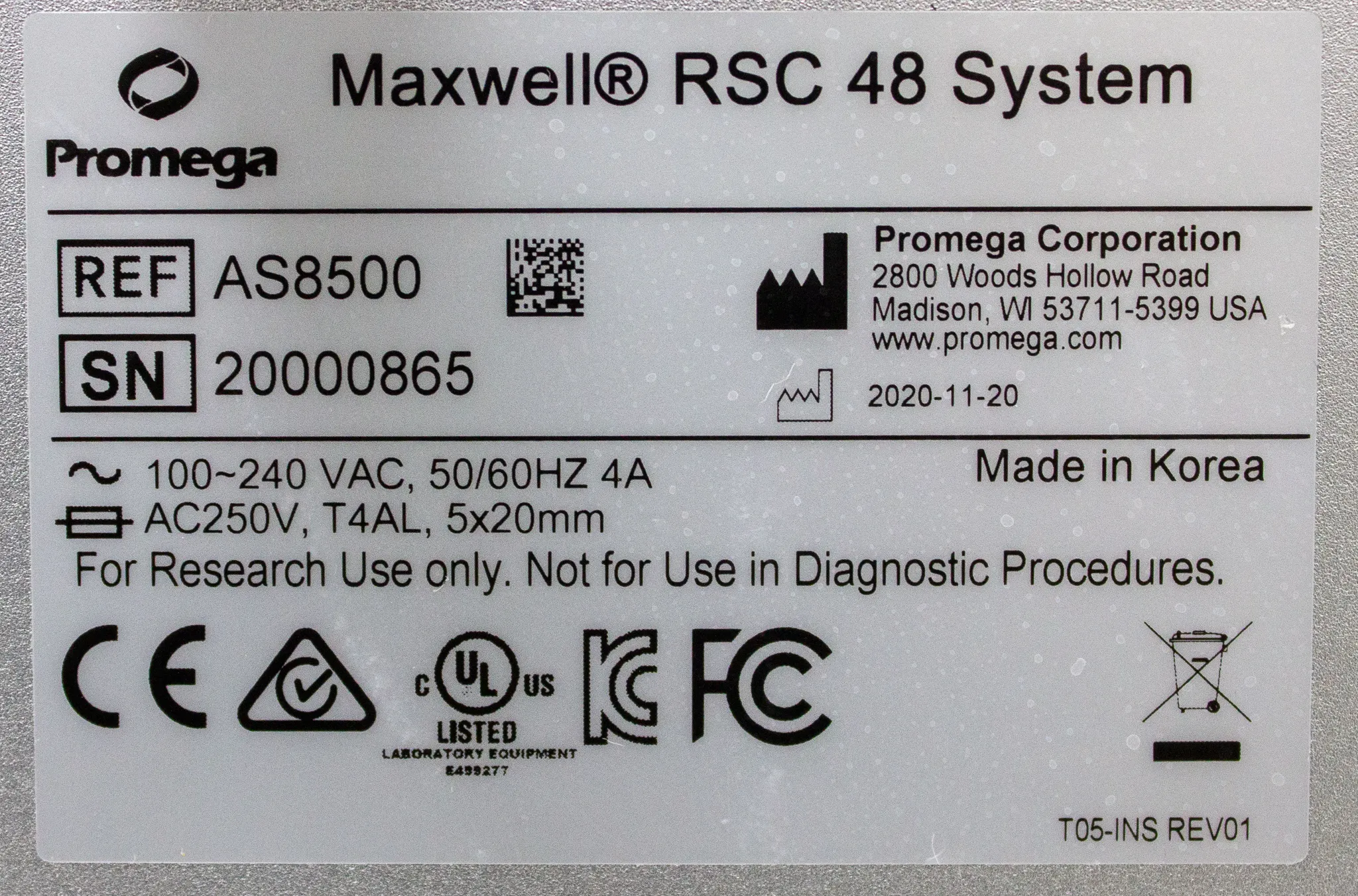 Promega Maxwell RSC48 Automated Nucleic Acid Purification Platform AS8500