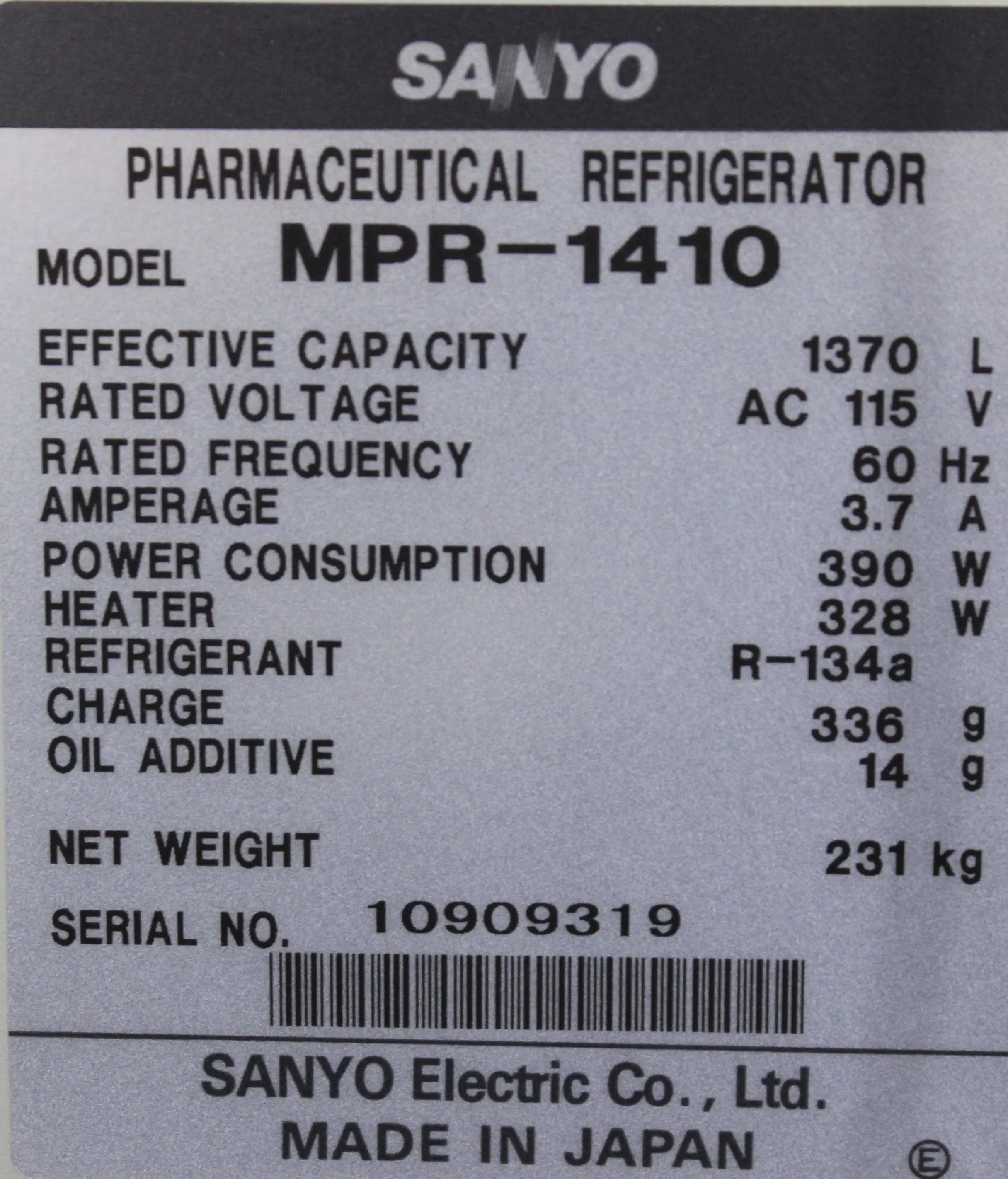 Sanyo MPR-1410 Pharmaceutical Refrigerator - Stable and Reliable Cold Storage