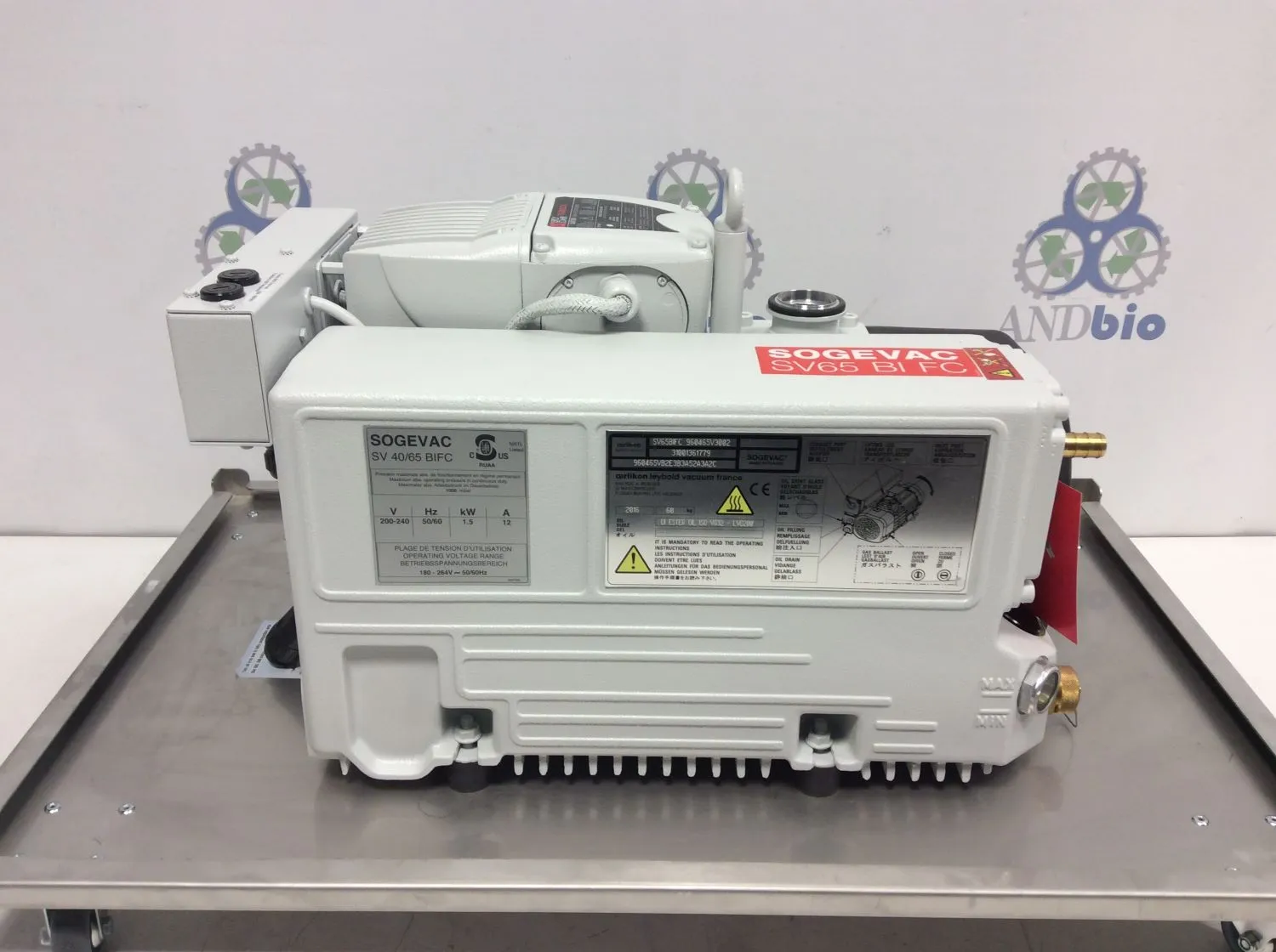 Used Sogevac SV65 BI FC Vacuum Pump 1.1 Torr, Excellent Overall Condition, Fully Functional