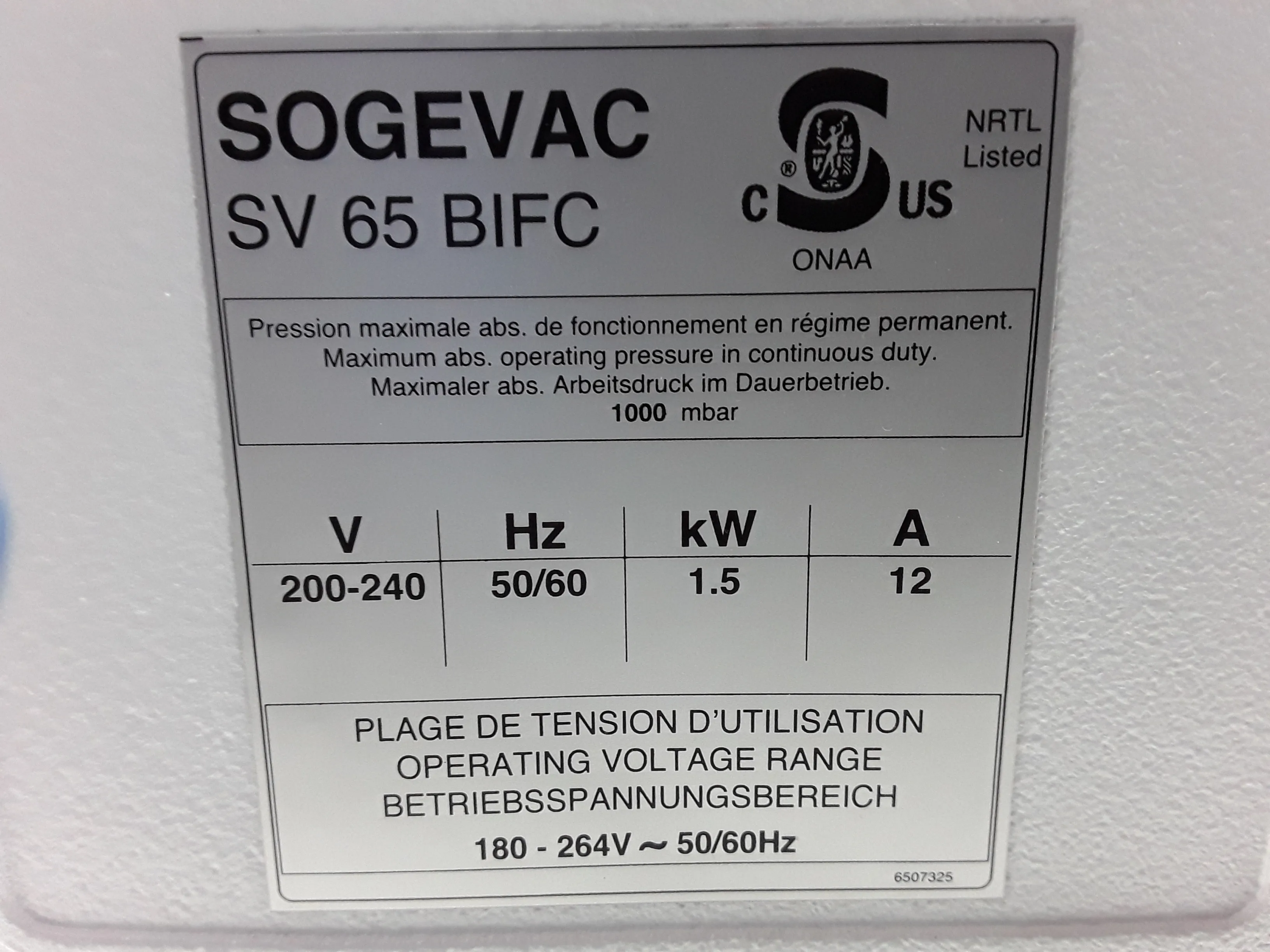 Sogevac SV65 BI FC Vacuum Pump with 30-Day Warranty