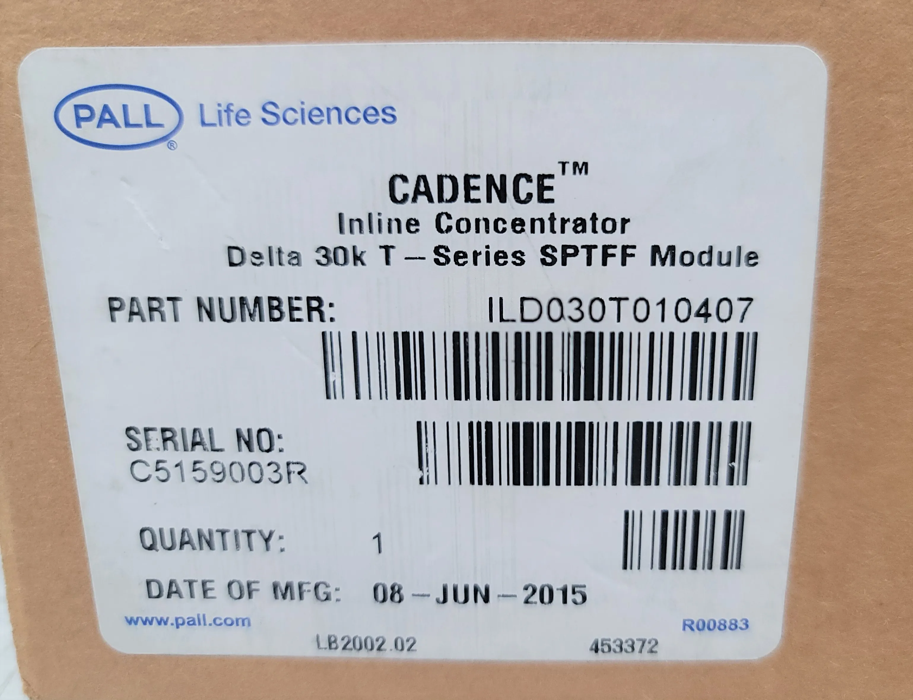 Pall Cadence Inline Concentrator TFF Module 30 kDa Regenerated Cellulose Delta 650cm