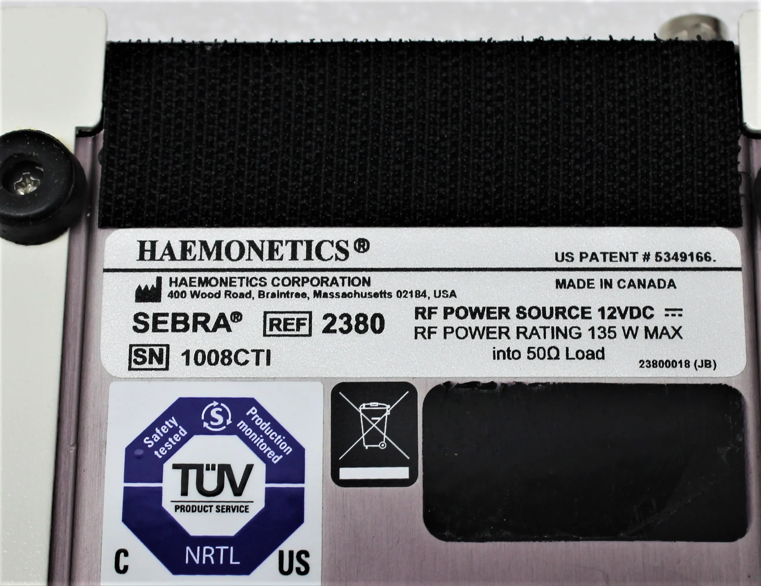 Haemonetics RF Power Source 12VDC 2380 (Model: 1008CTI)