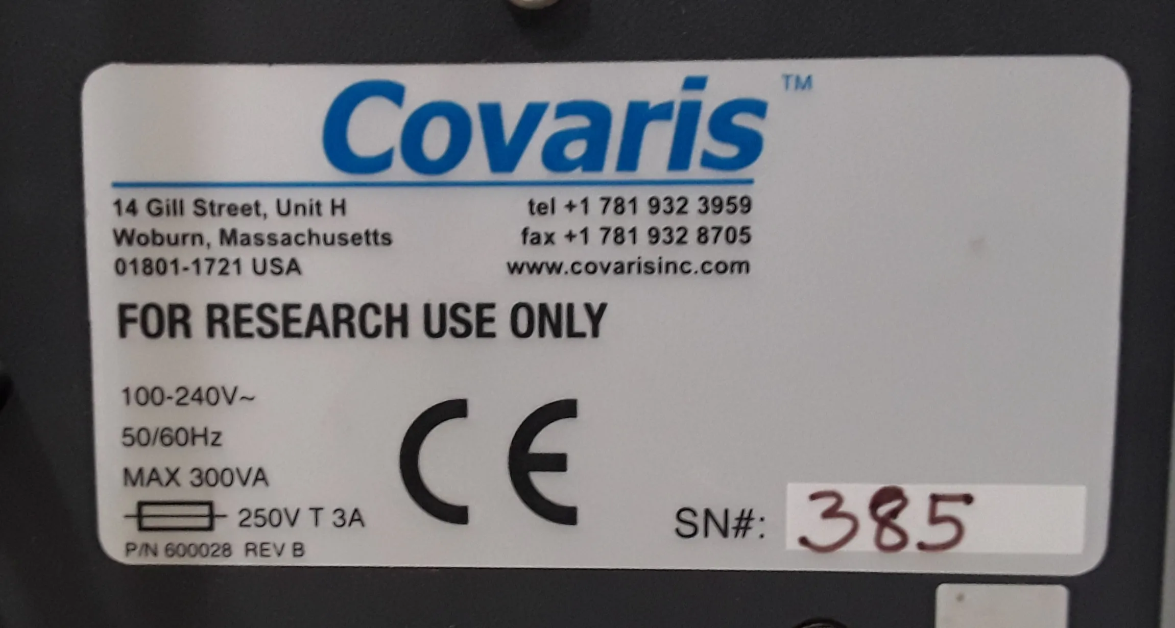 Covaris S2 Focused-Ultrasonicator with PolyScience MM7 Chiller