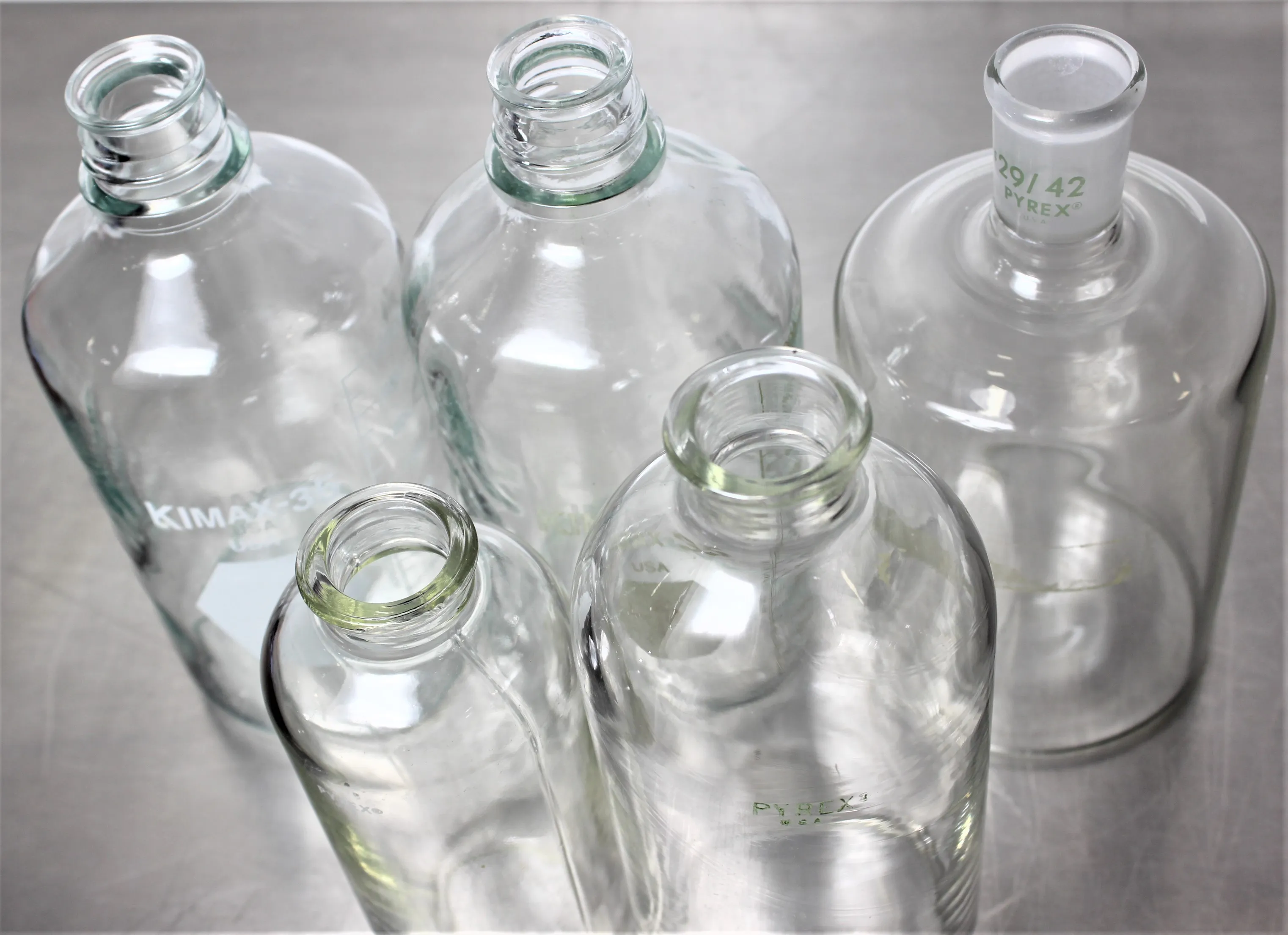 Pyrex Laboratory Glass Flasks Lot of 5 - Used