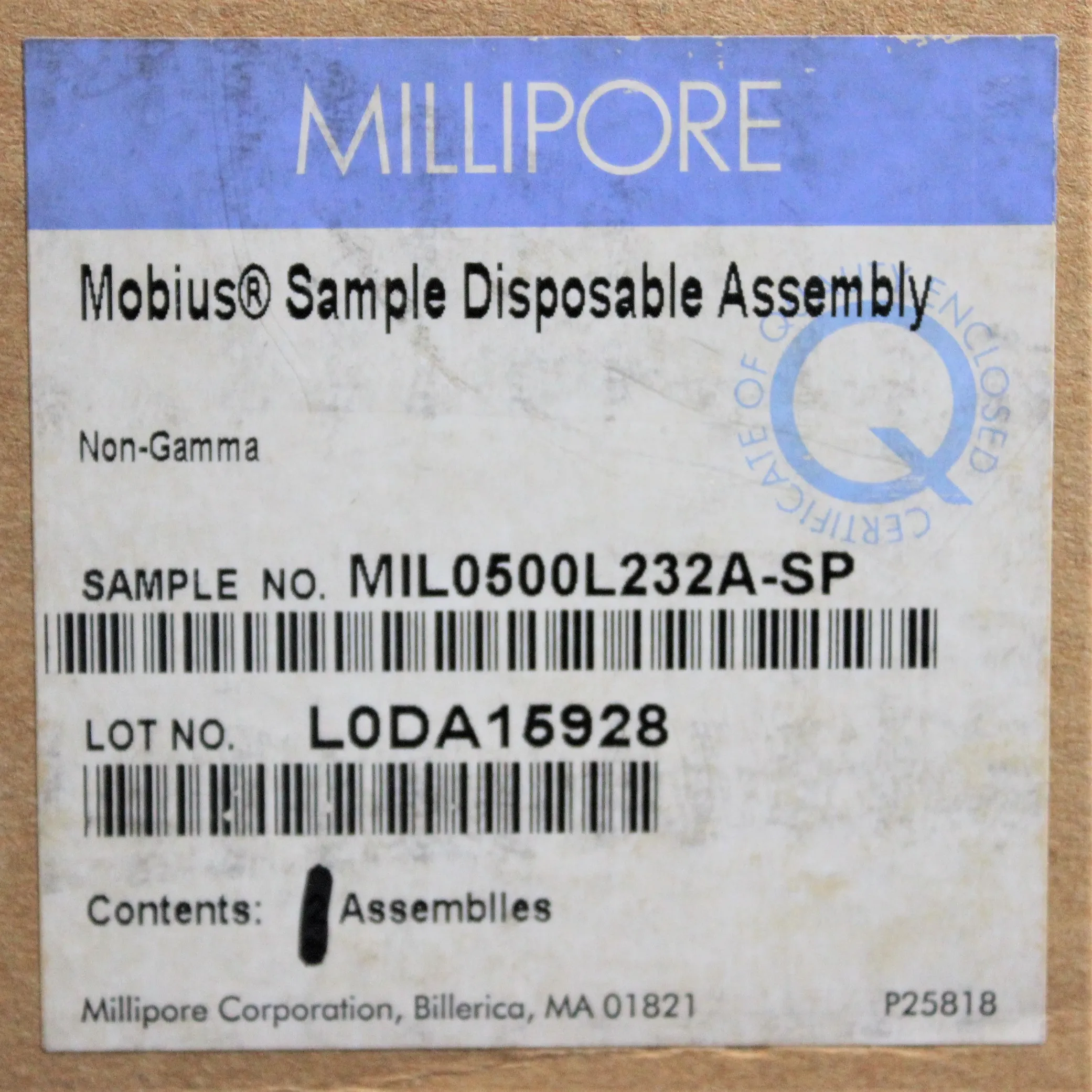 Millipore Sample Disposable Assembly MIL0500L232-SP