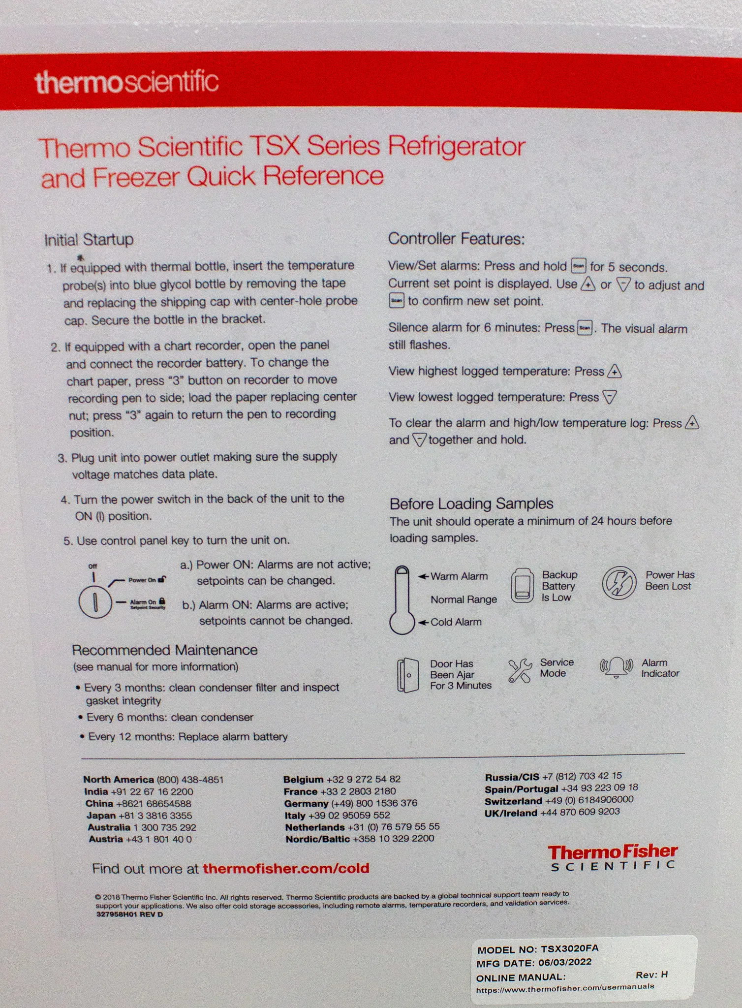 Thermo Scientific TSX Series High-Performance -20C Manual Defrost Freezer Model TSX3020FA (Storage)