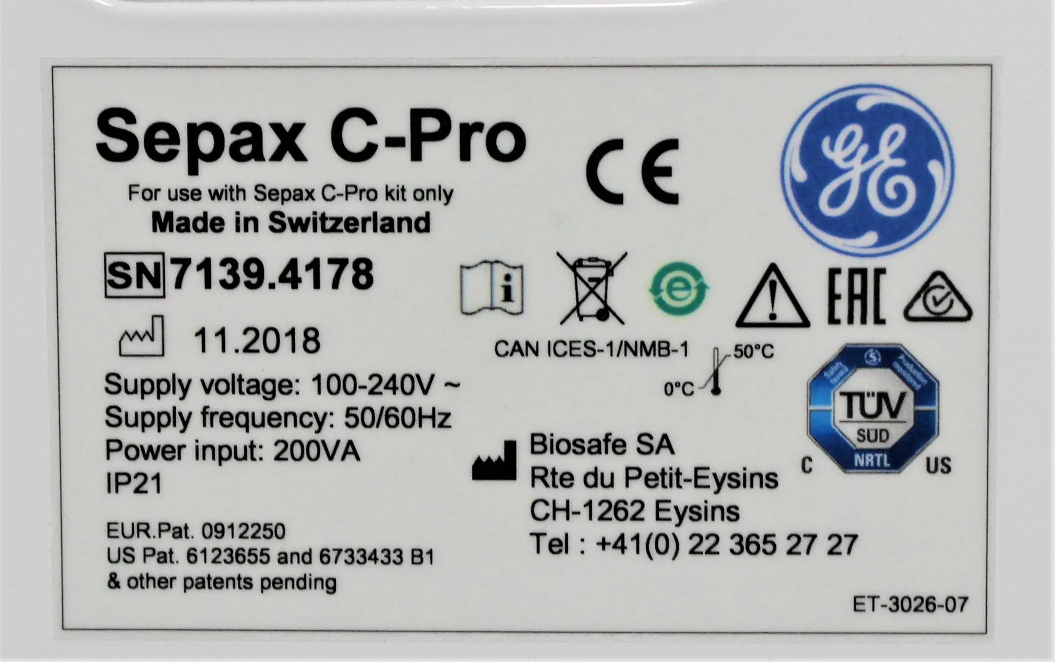 GE Healthcare Sepax C-Pro Perfusion System with Protocol Software and Kits