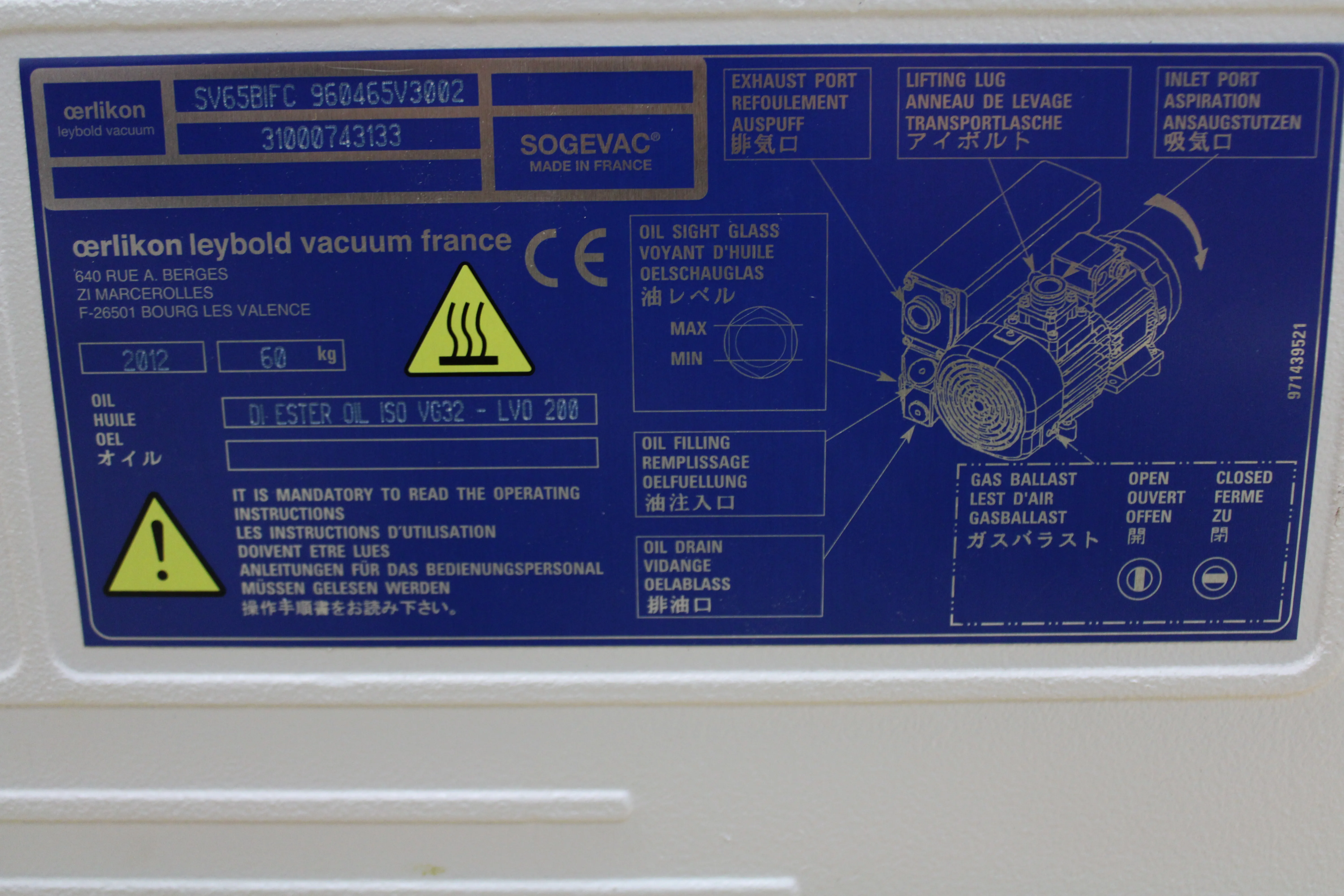 Sogevac SV 65 BIFC Rotary Vane Vacuum Pump