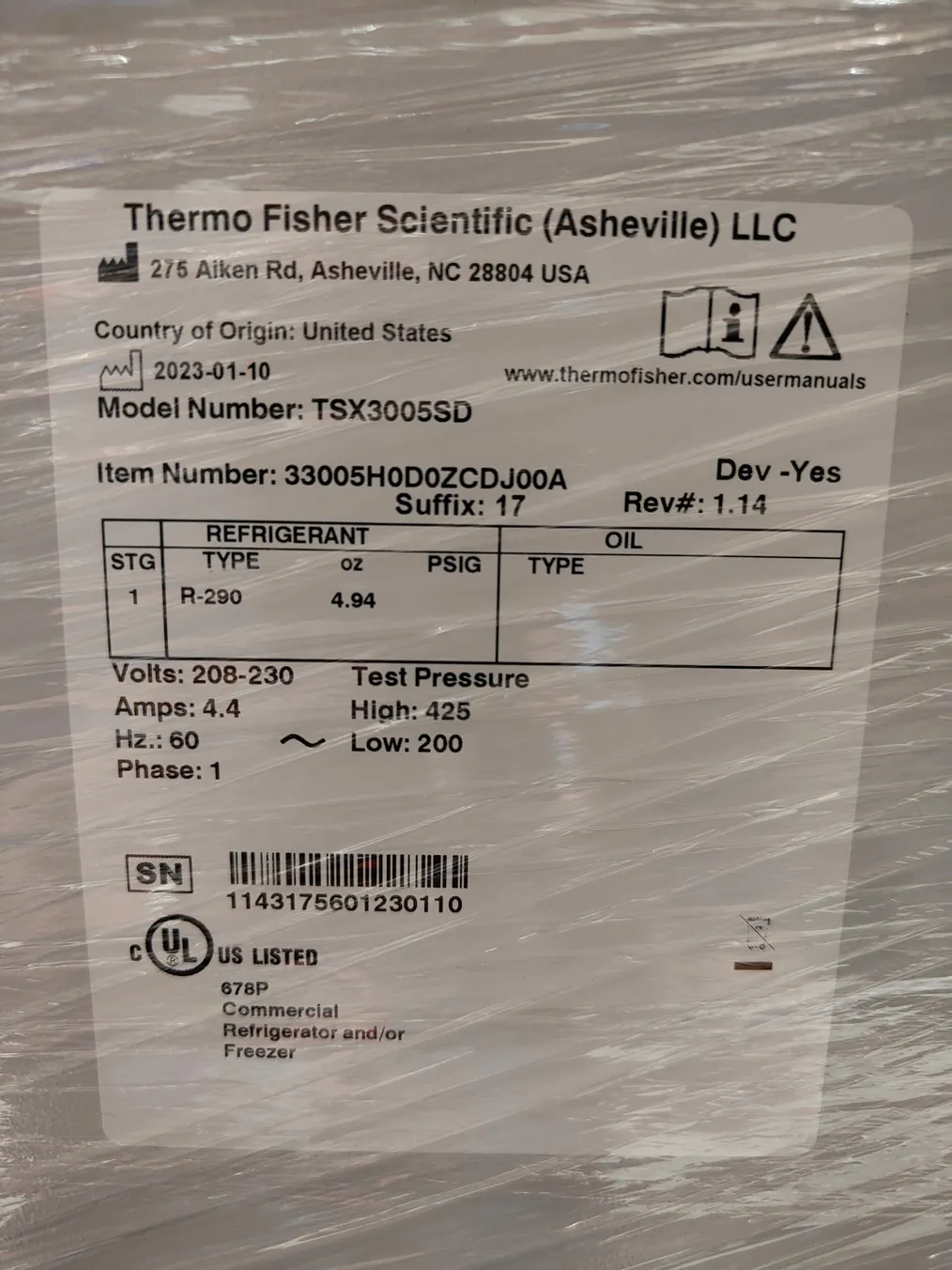 ThermoFisher TSX Series Lab Refrigerator