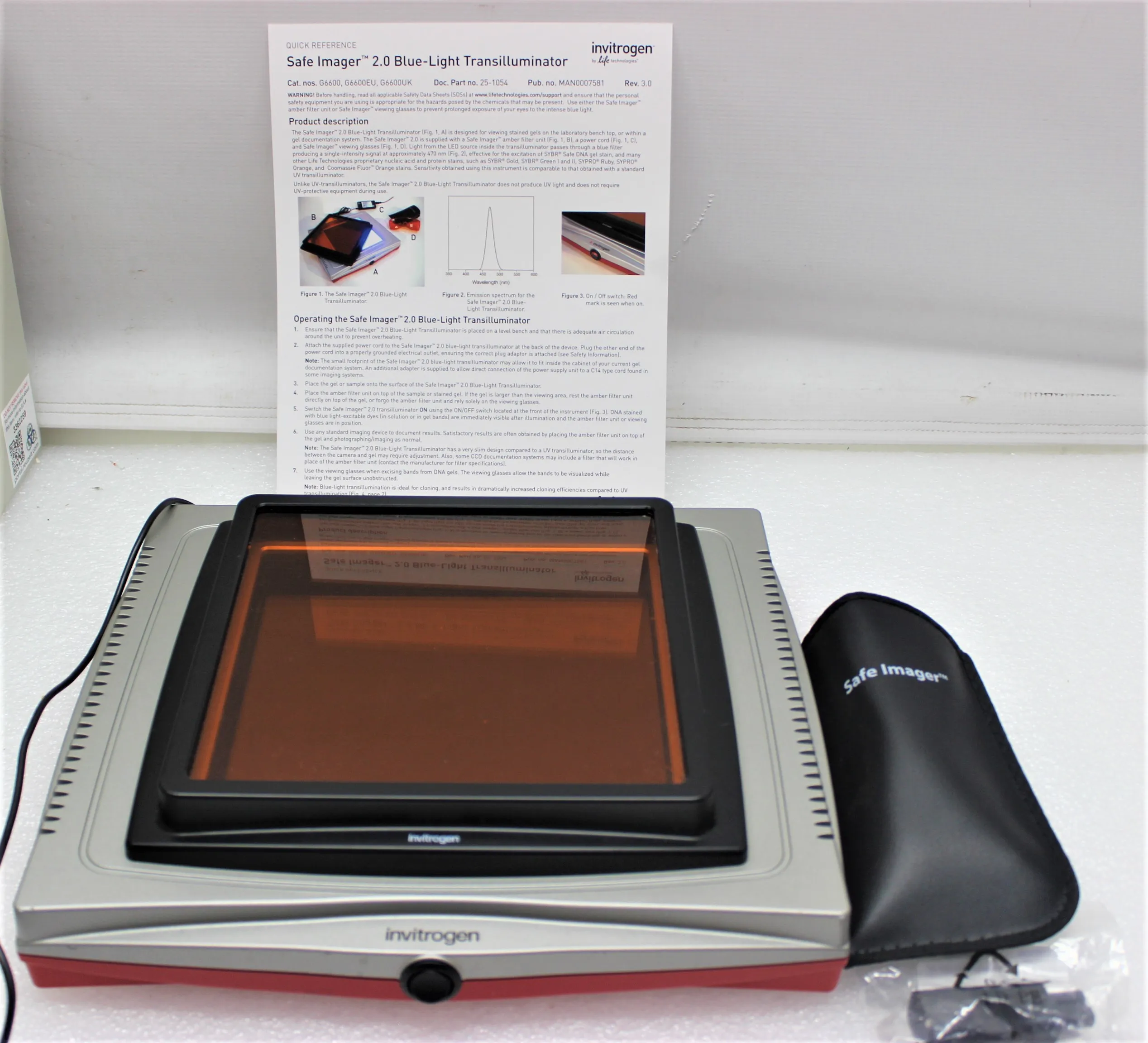 Invitrogen Safe Imager 2.0 Blue-Light Transilluminator G6600 120V/220V Used 30-Day Warranty