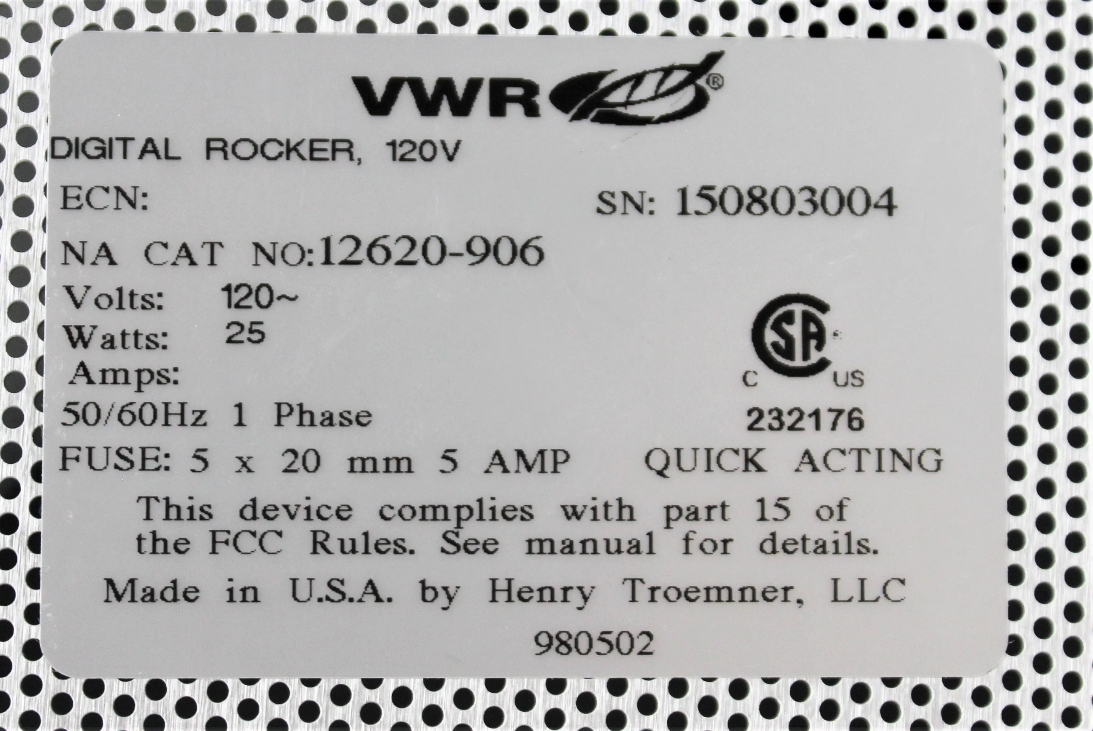 VWR Digital Rocker Used Laboratory and Medical Equipment