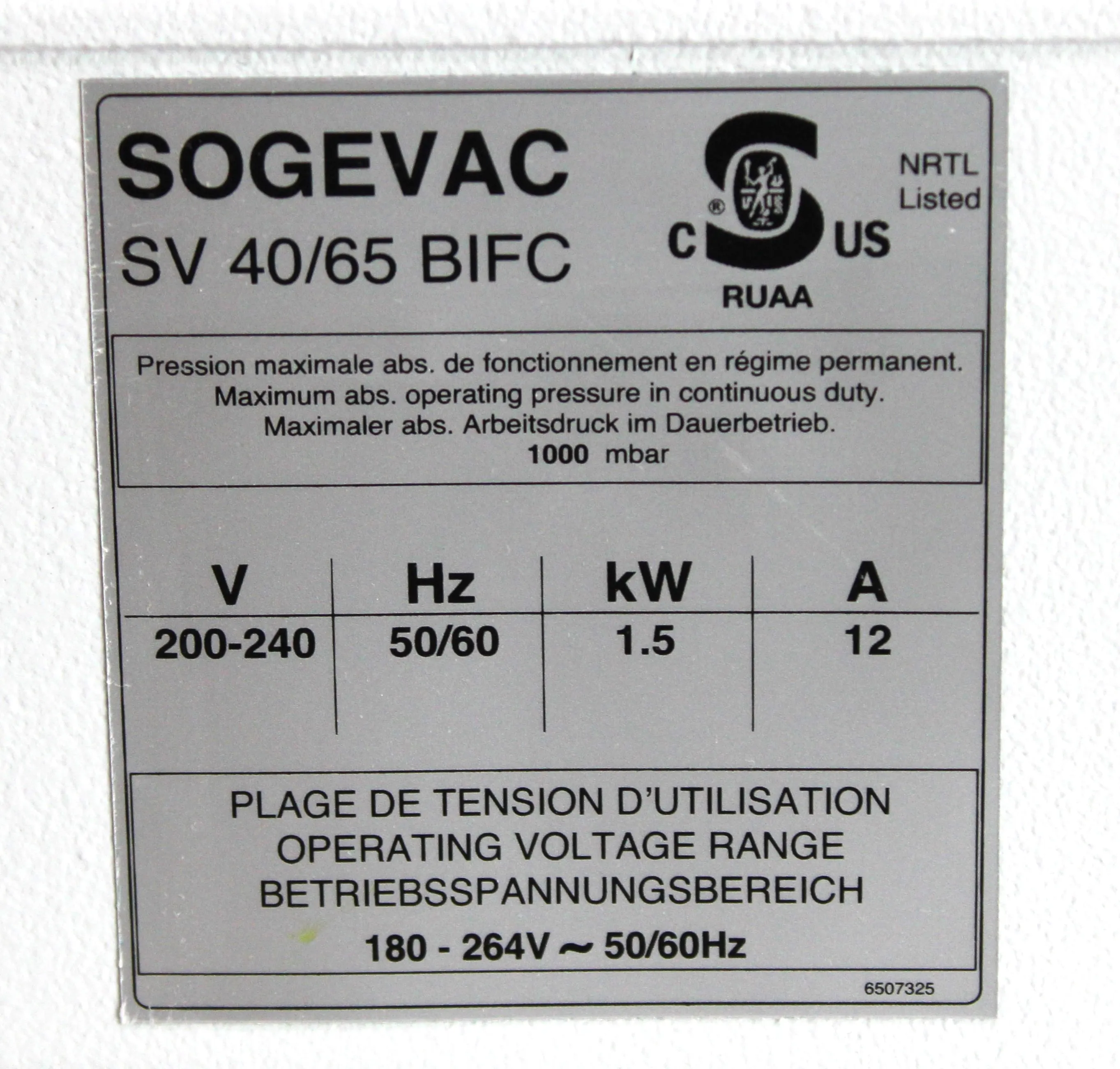 Sogevac SV65 BI FC Vacuum Pump