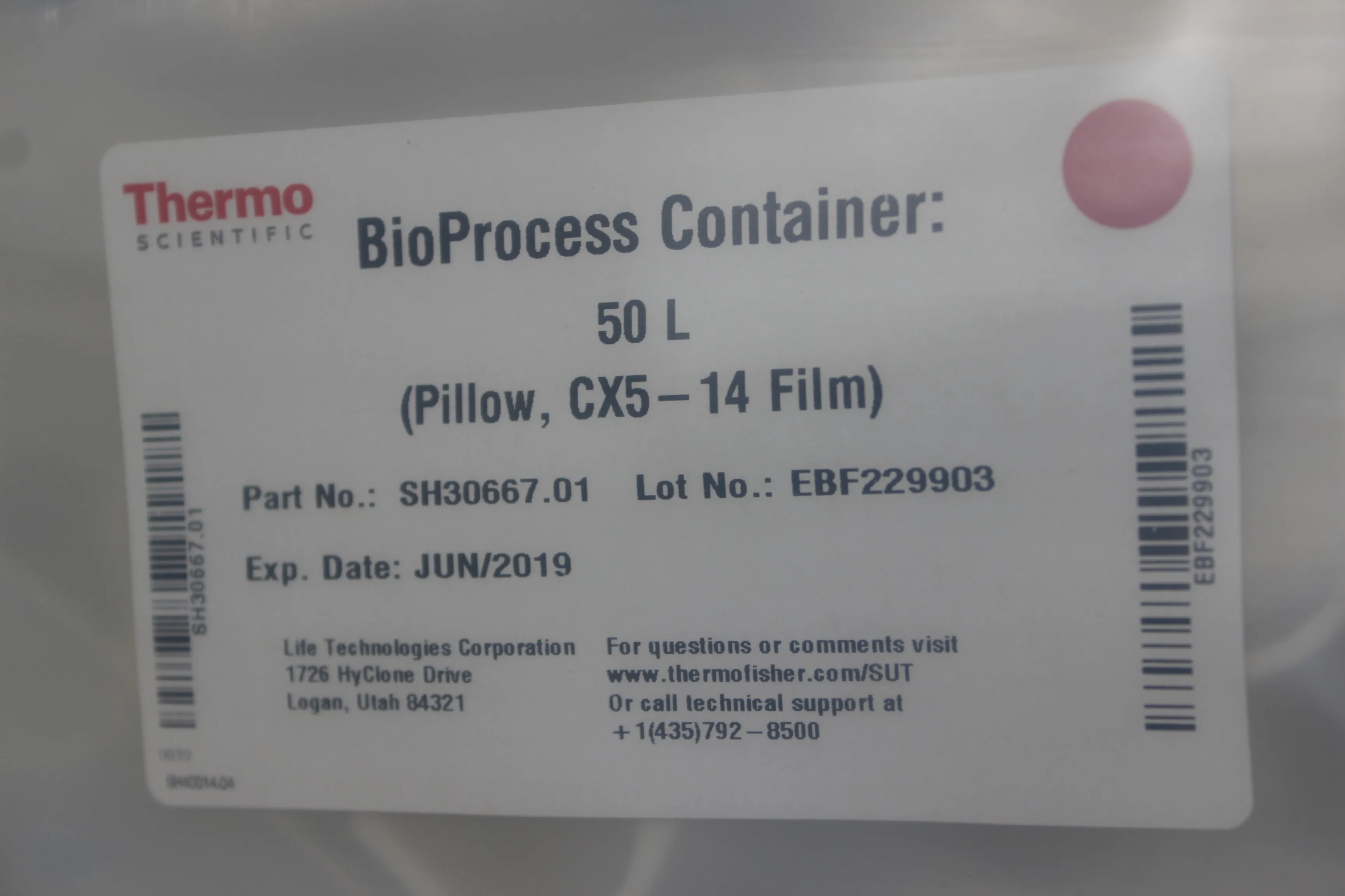 Thermo Scientific Labtainer BioProcess Container - 50L Pillow SH30667.01