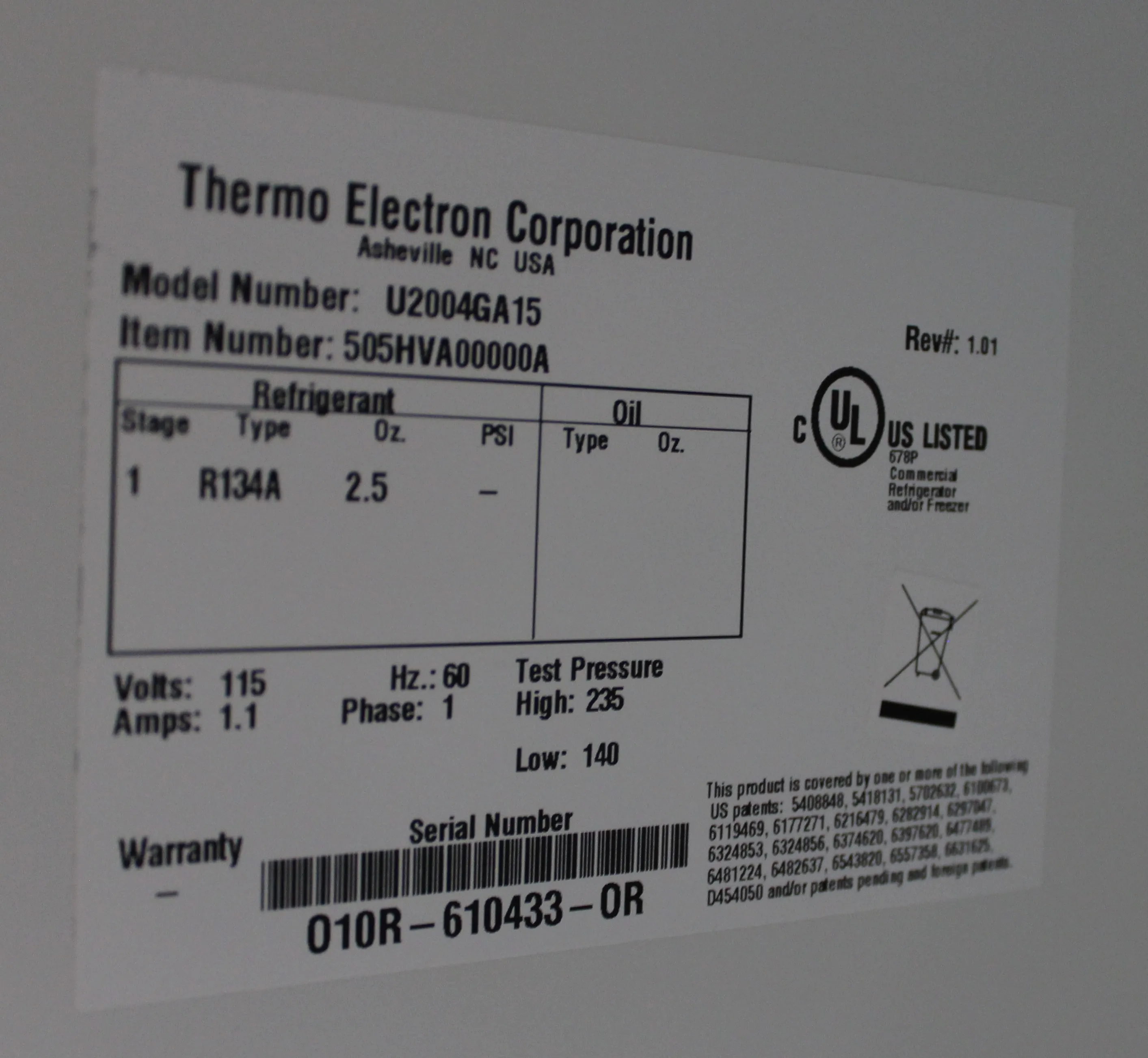 VWR General-Purpose Laboratory Freezer U2004GA15