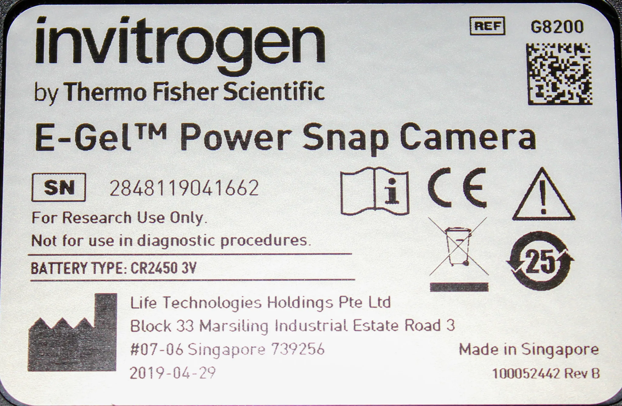 Thermo Fisher Scientific Invitrogen E-Gel Power Snap Camera G8200