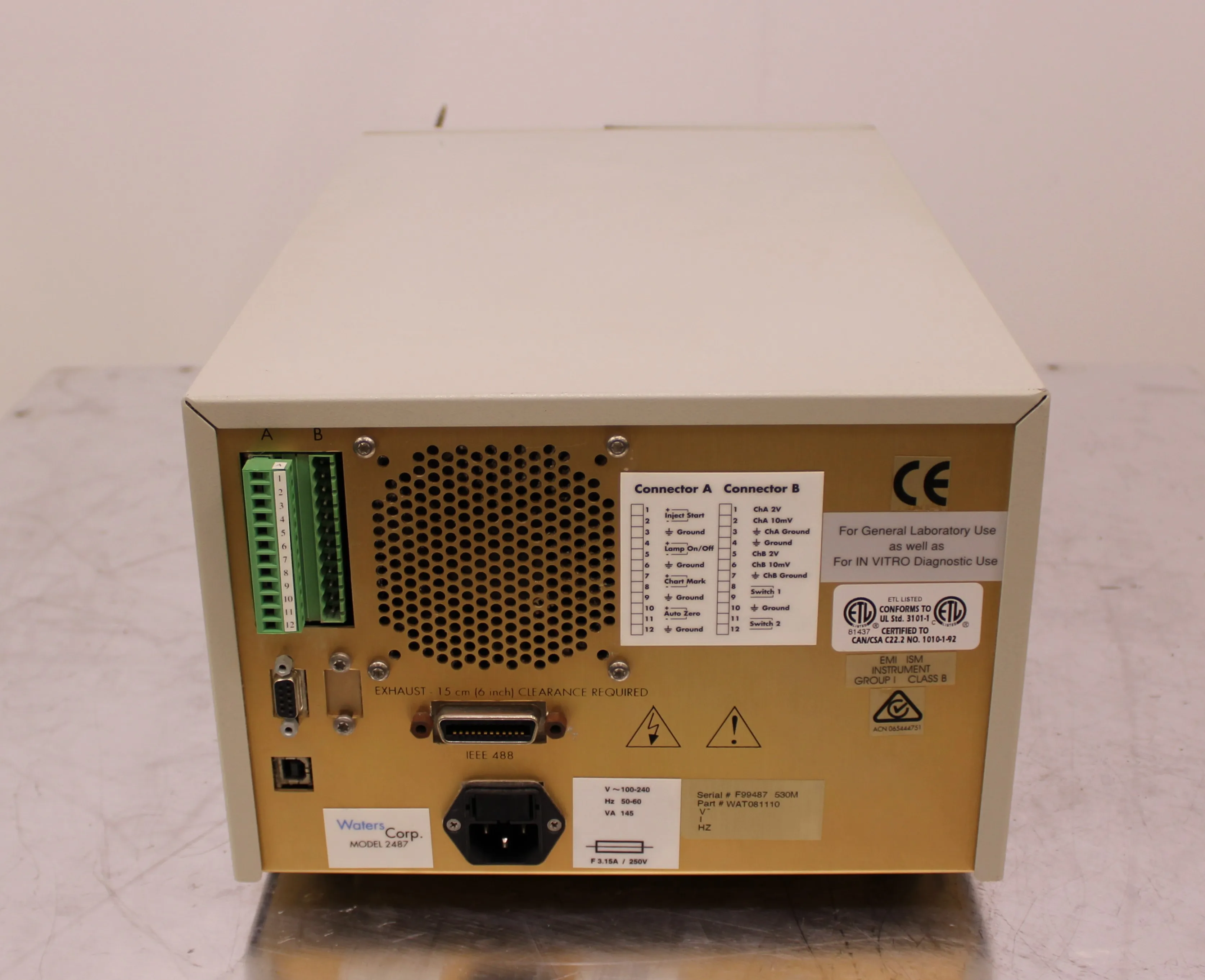 Waters 2487 Dual Absorbance Detector HPLC FPLC GC CE Used No Warranty