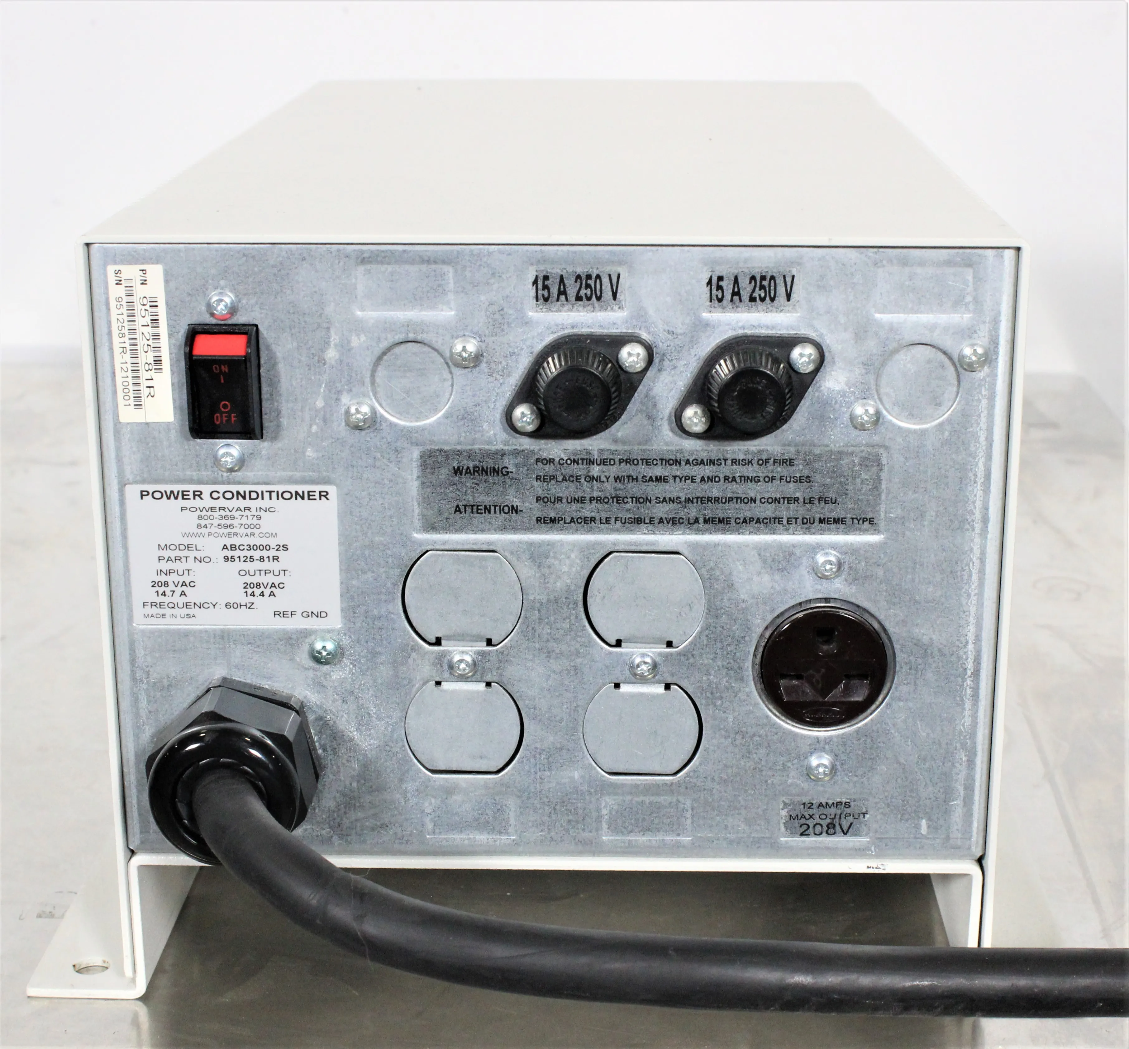 Powervar ABC3000-2S Power Conditioner – Used Laboratory Equipment