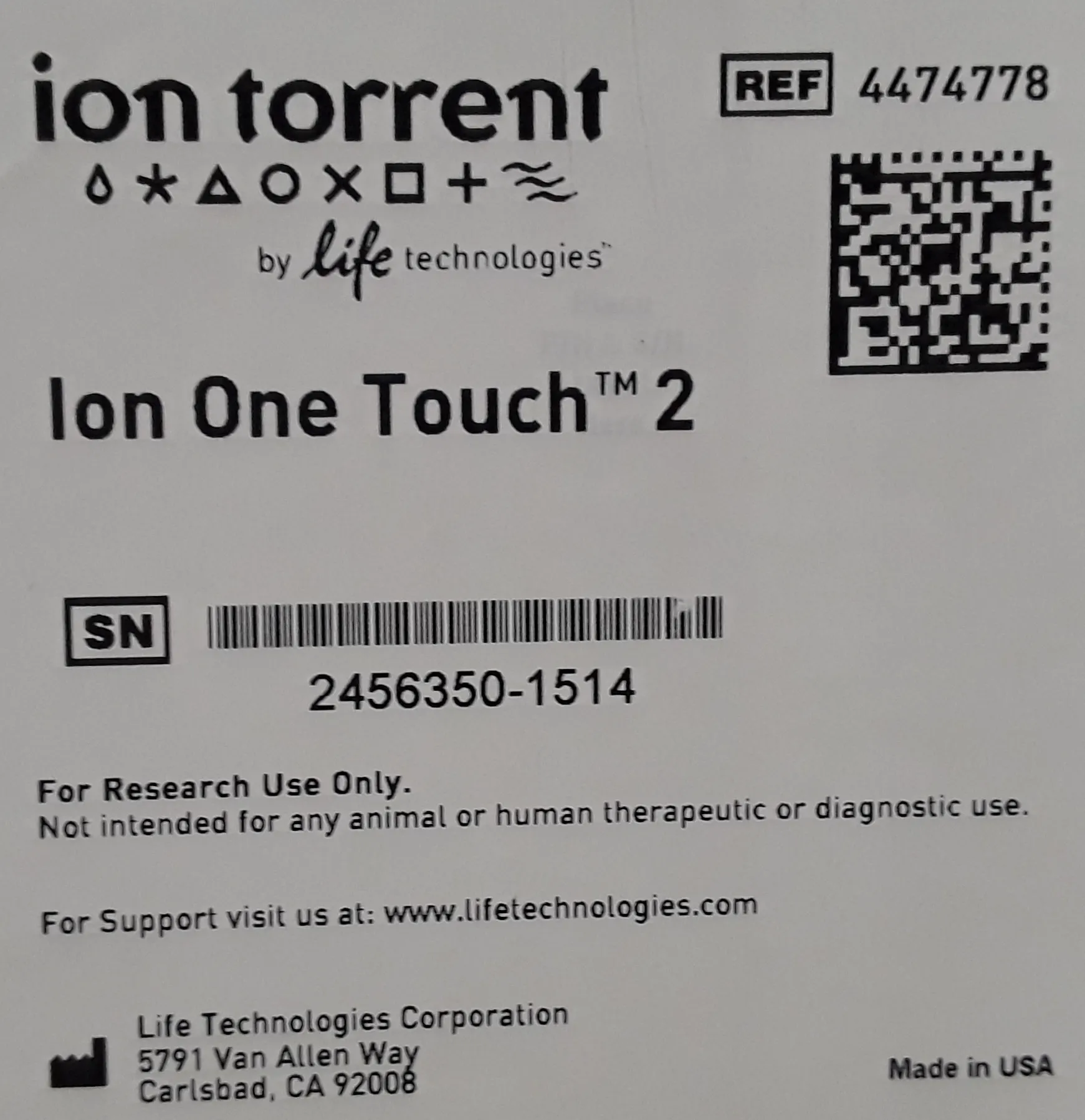 Ion OneTouch 2 DNA Sequencer by Ion Torrent 4474778