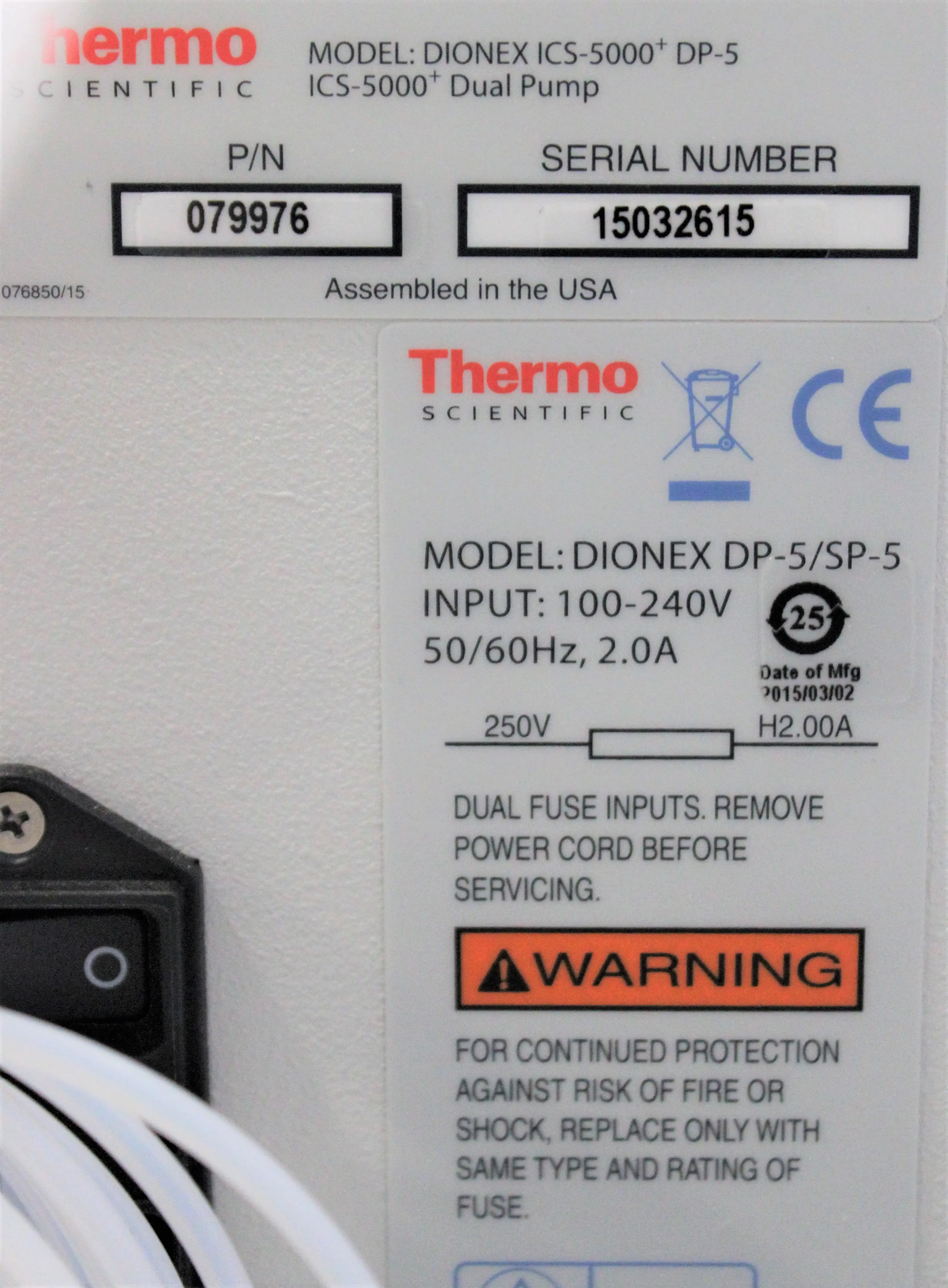 Thermo Scientific Dionex DP-5 Pump HPLC / FPLC / GC / CE 120V/220V 50Hz/60Hz